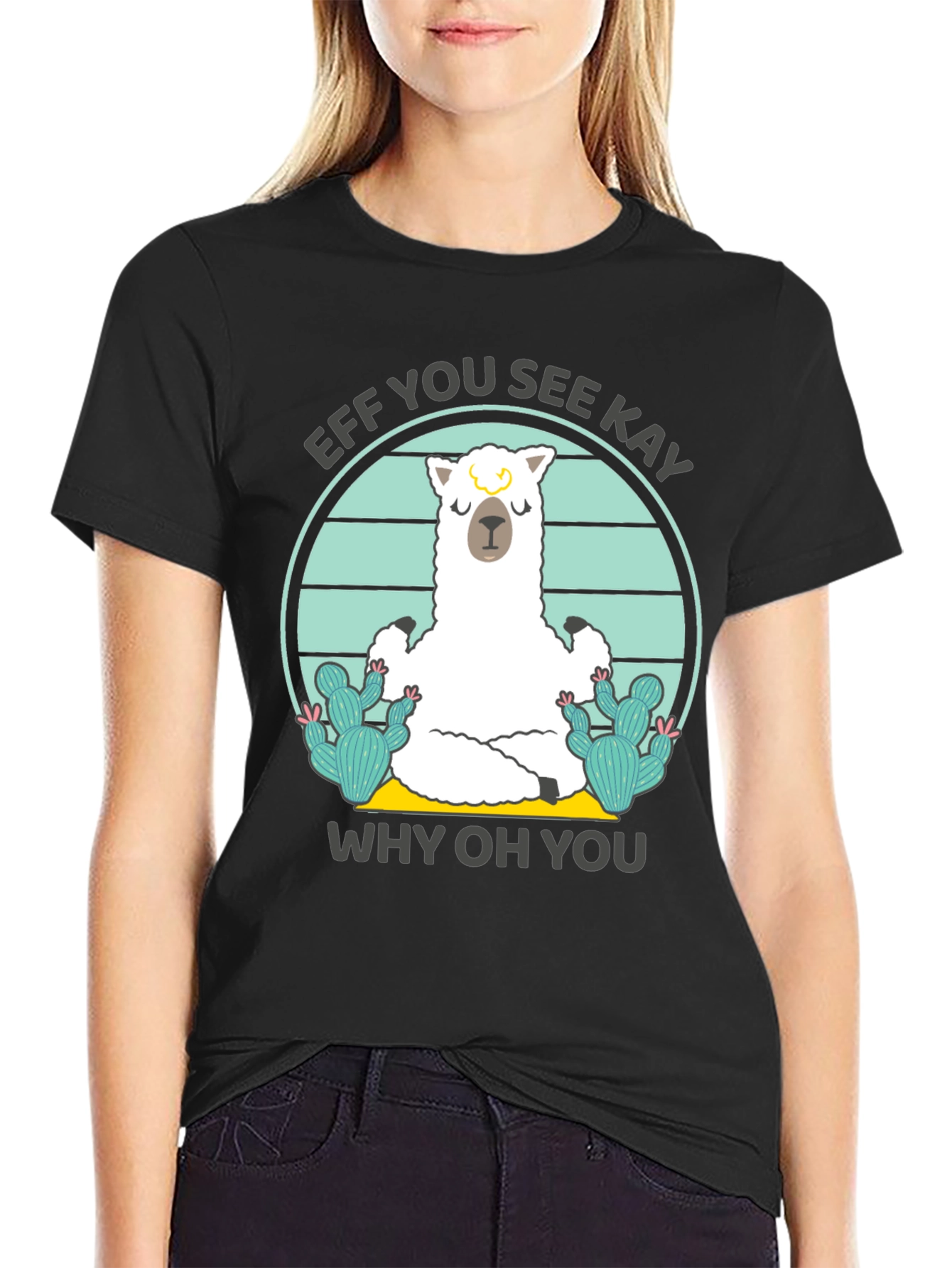 Funny Alpaca Yoga T-Shirt - Eff You See Kay Why Oh You