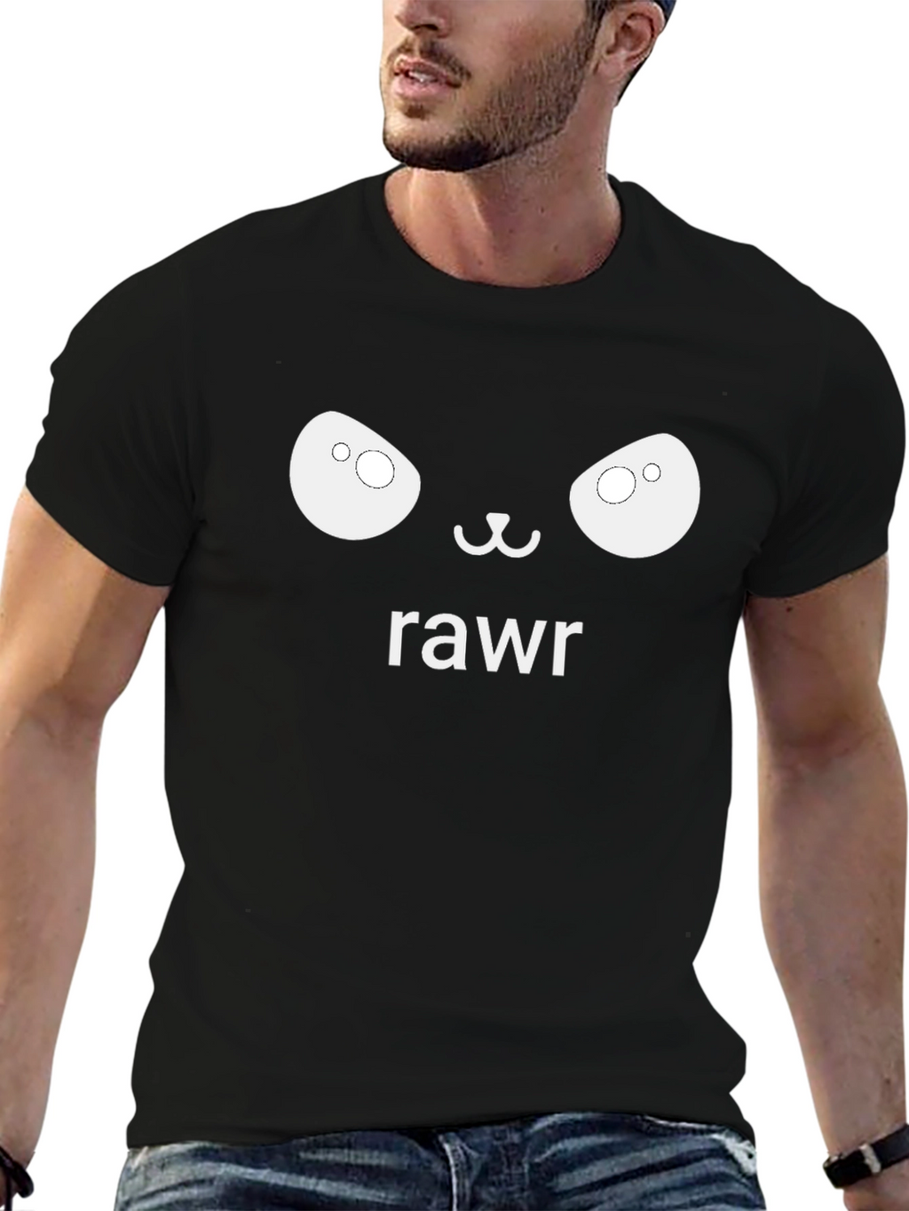 Rawr Bear Face Graphic T-Shirt - Black