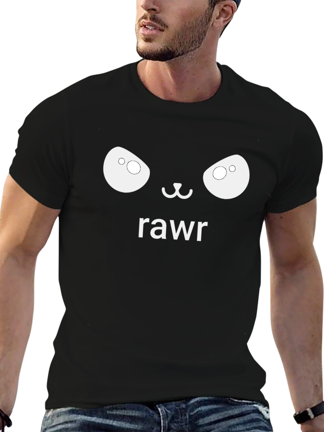 Rawr Bear Face Graphic T-Shirt - Black