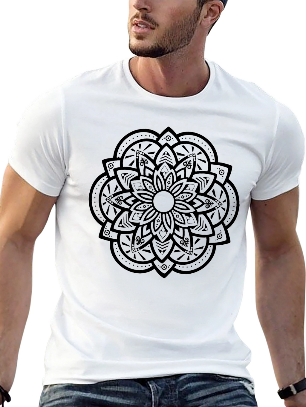 Mandala Graphic Print Black T-Shirt