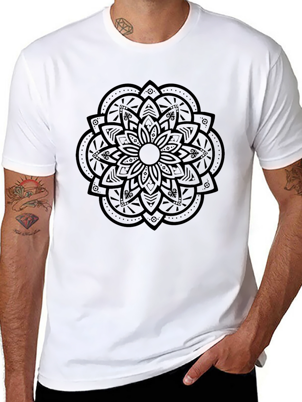 Mandala Graphic Print Black T-Shirt