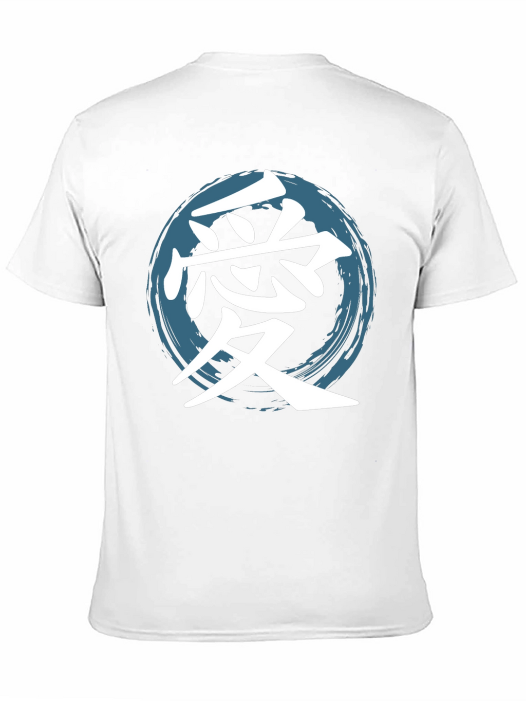 Love Kanji T-Shirt Graphic Tee Round Brush Stroke Blue
