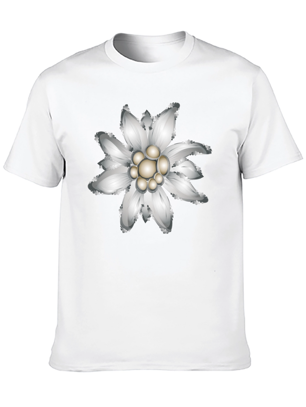Edelweiss Flower Graphic Black T-Shirt