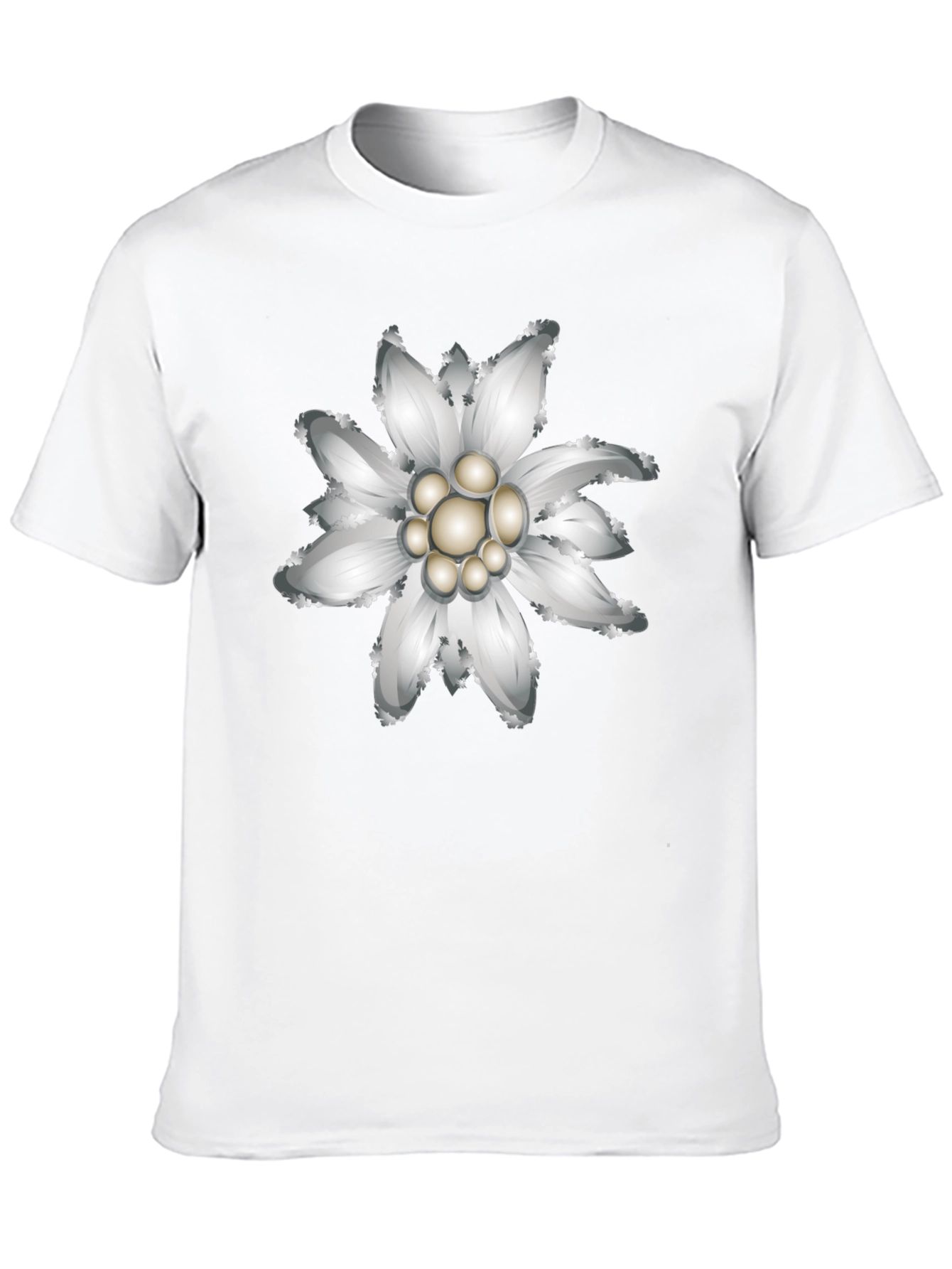 Edelweiss Flower Graphic Black T-Shirt