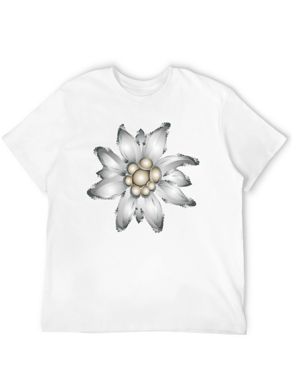 Edelweiss Flower Graphic Black T-Shirt
