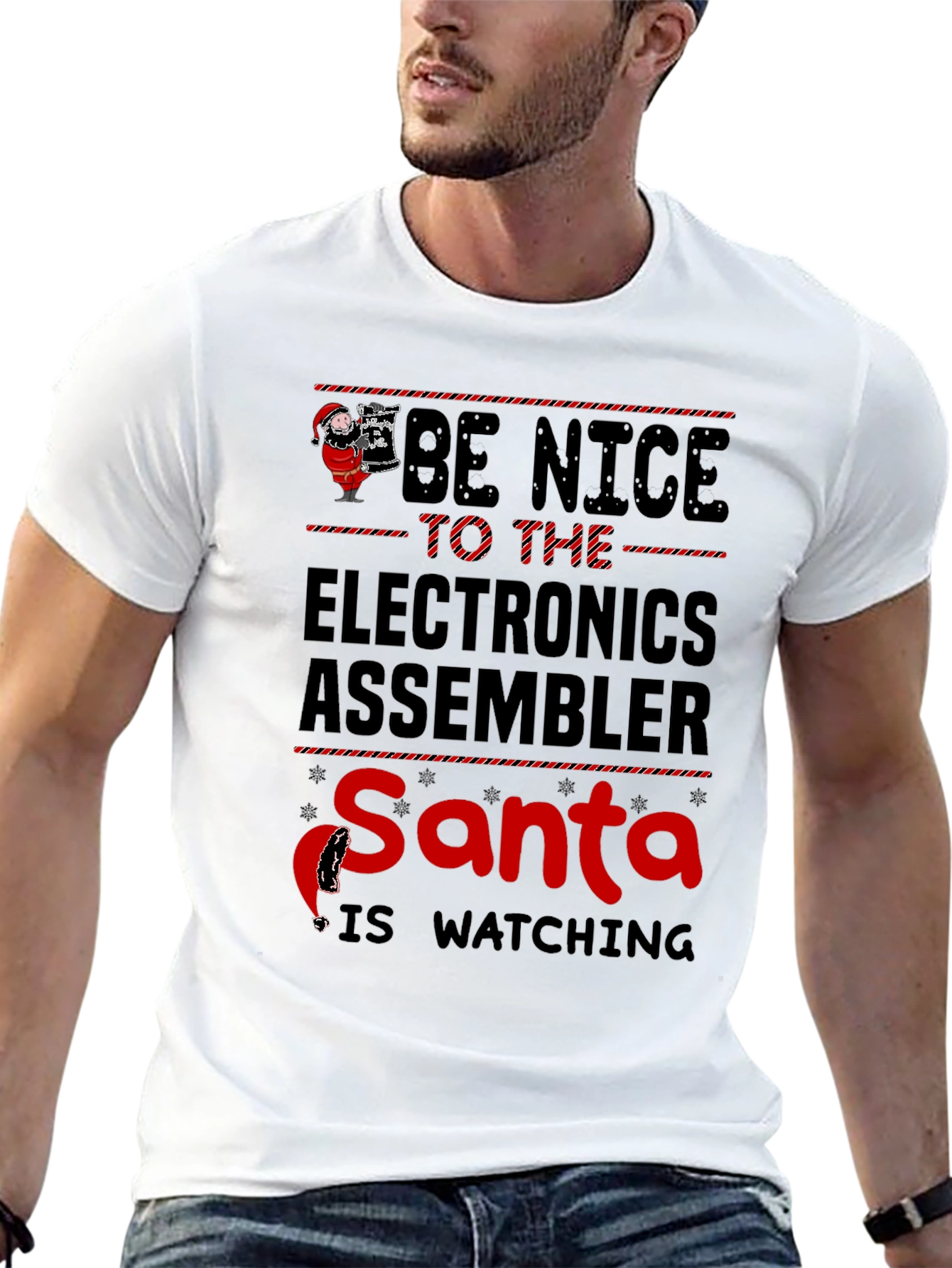 Be Nice to the Electronics Assembler Santa is Watching T-Shirt