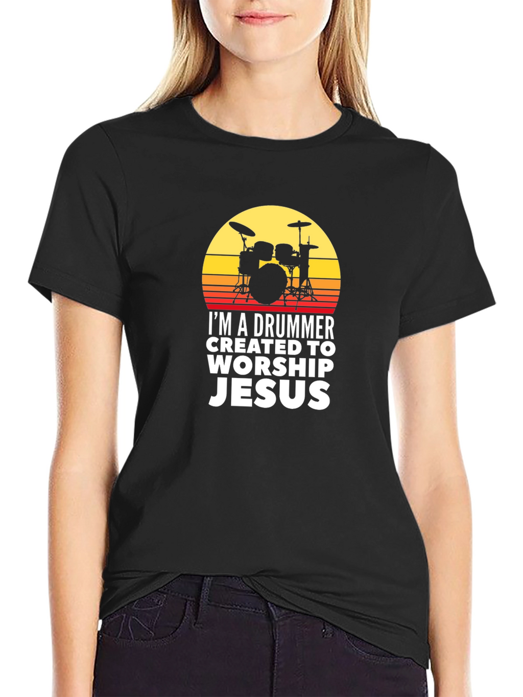 Drummer Worship Jesus T-Shirt - Christian Music Tee