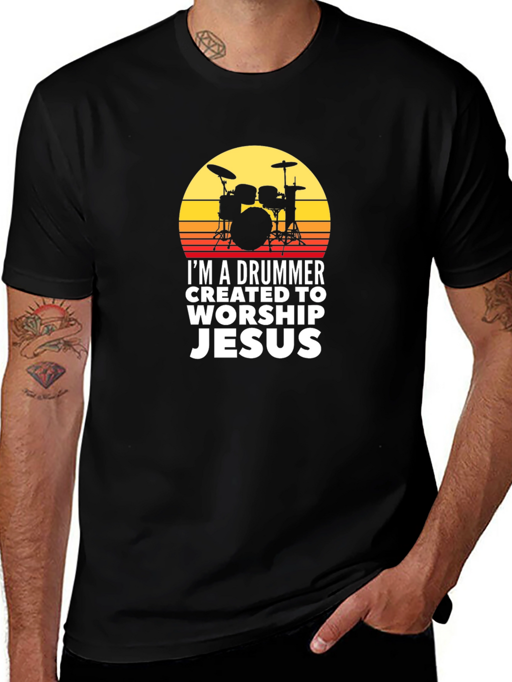 Drummer Worship Jesus T-Shirt - Christian Music Tee