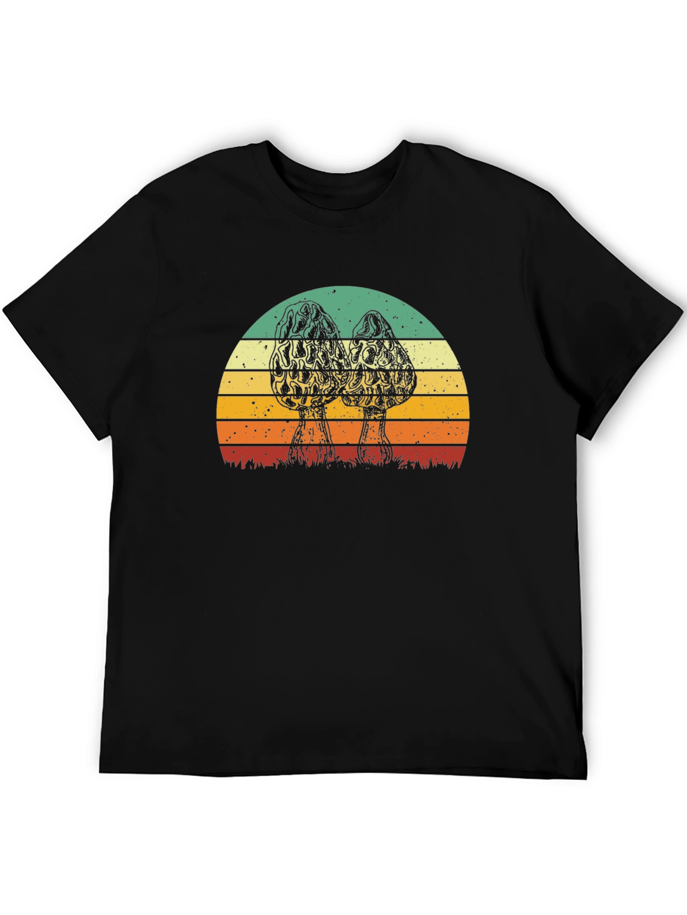 Vintage Morel Mushroom Sunset Graphic T-Shirt