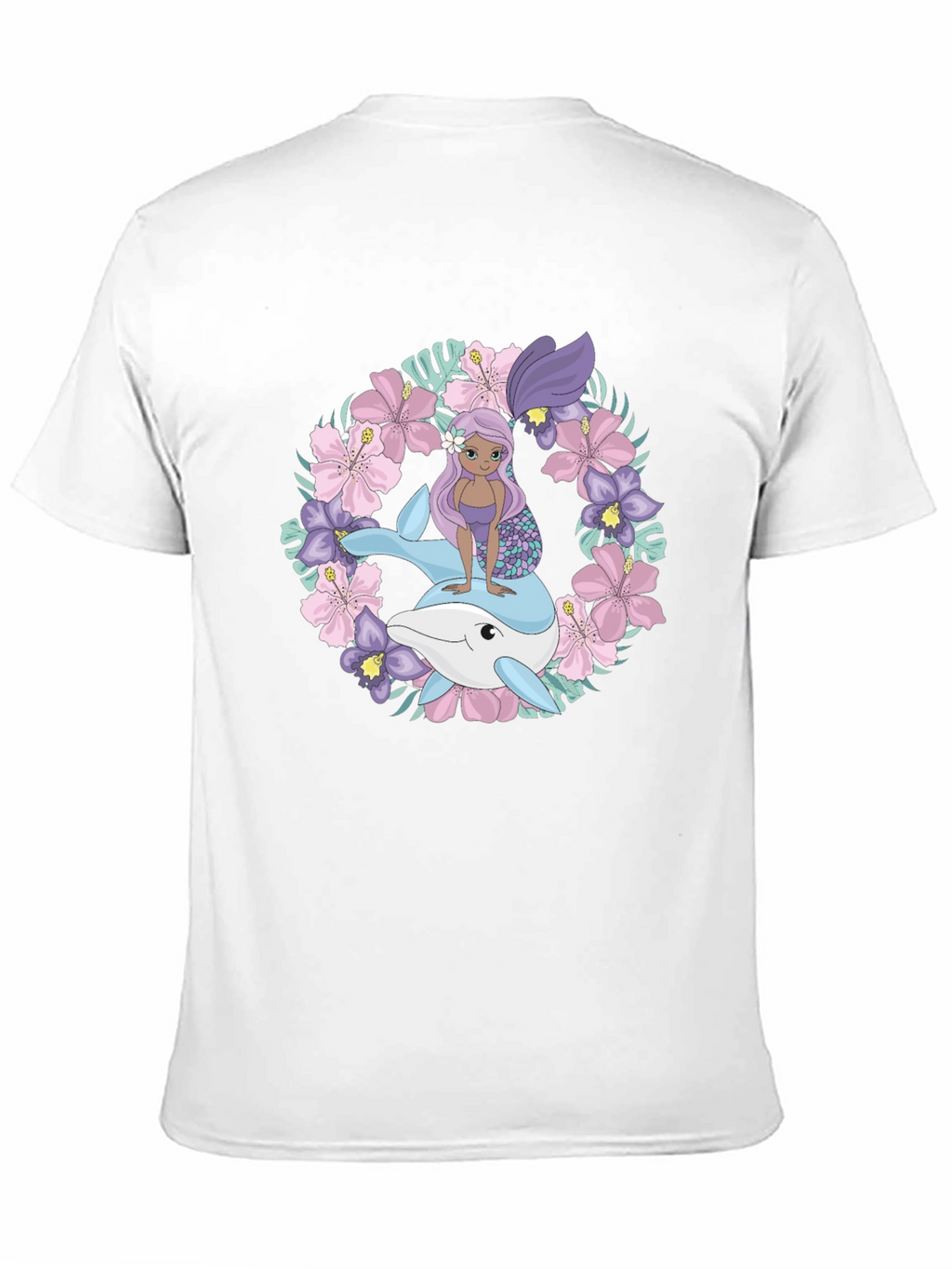 Mermaid & Dolphin Graphic Tee - Black