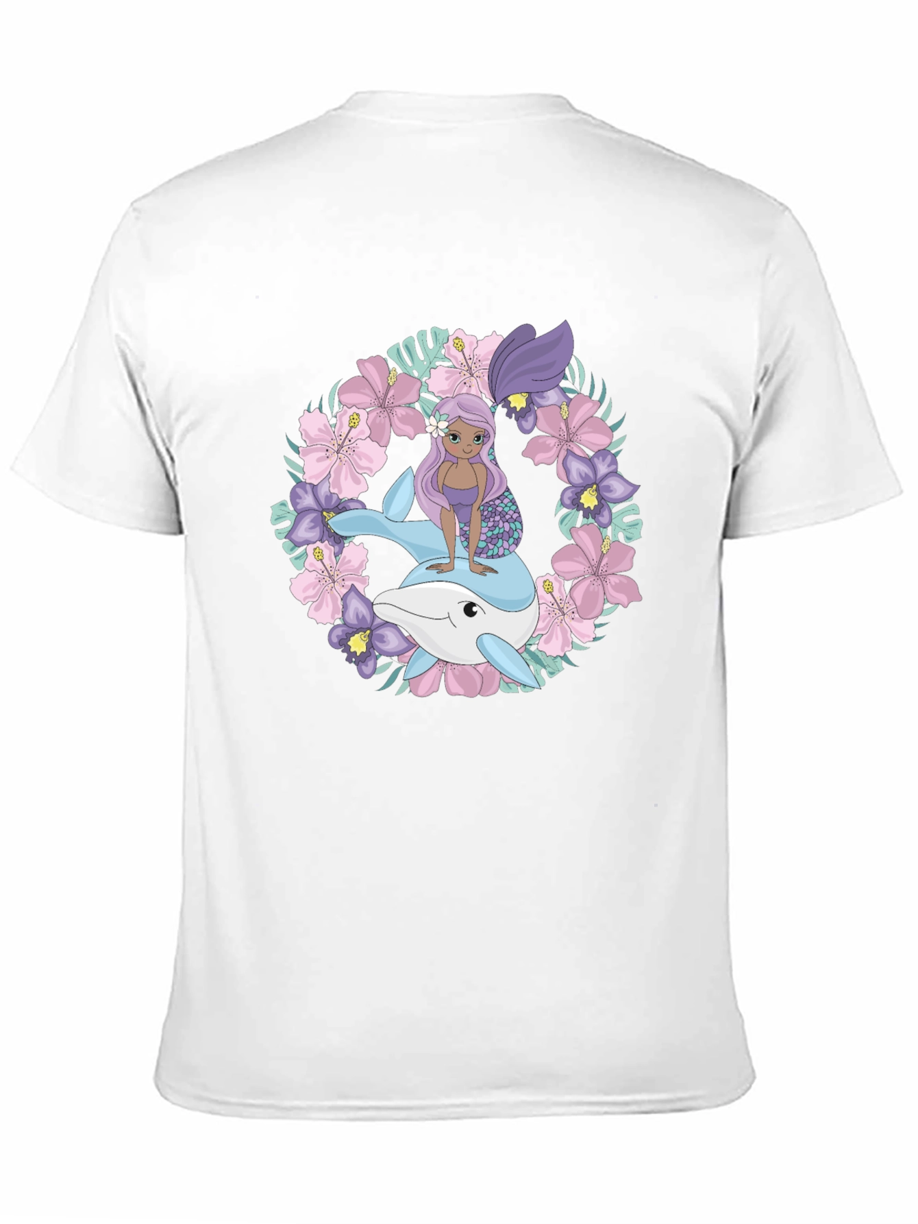 Mermaid & Dolphin Graphic Tee - Black