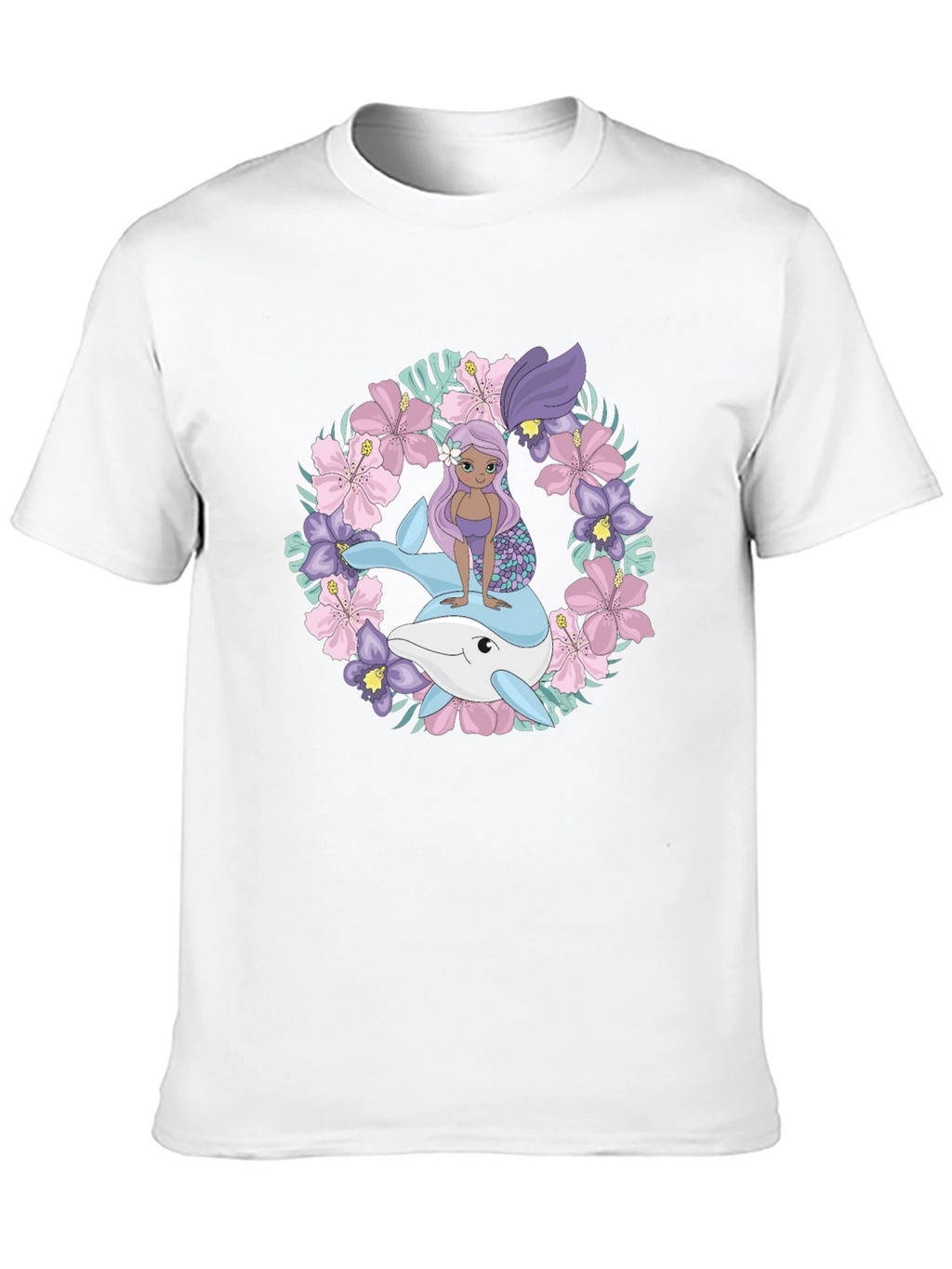 Mermaid & Dolphin Graphic Tee - Black