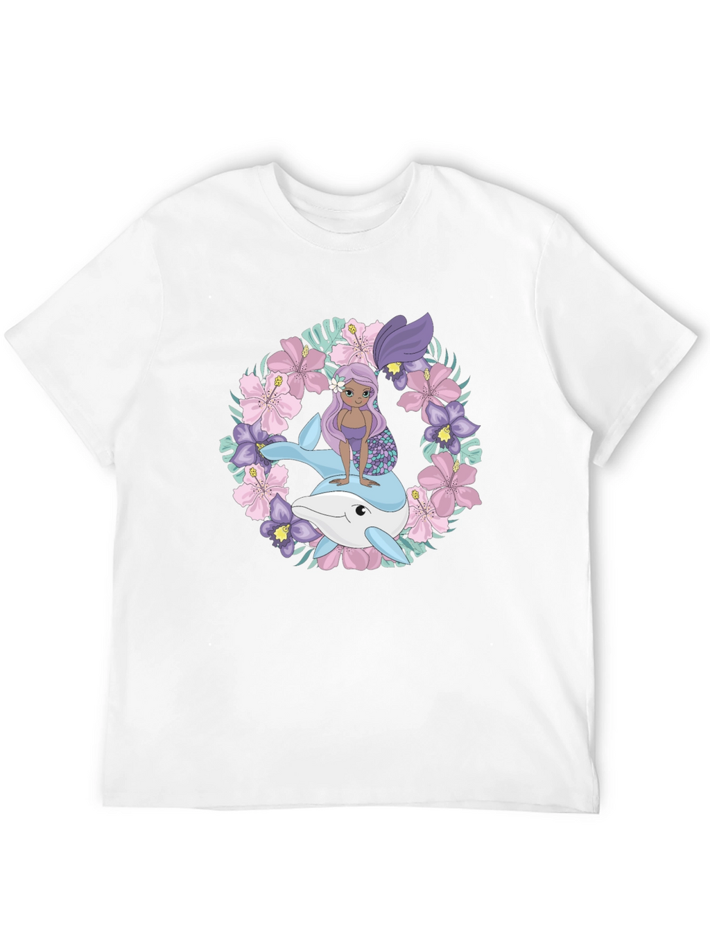 Mermaid & Dolphin Graphic Tee - Black