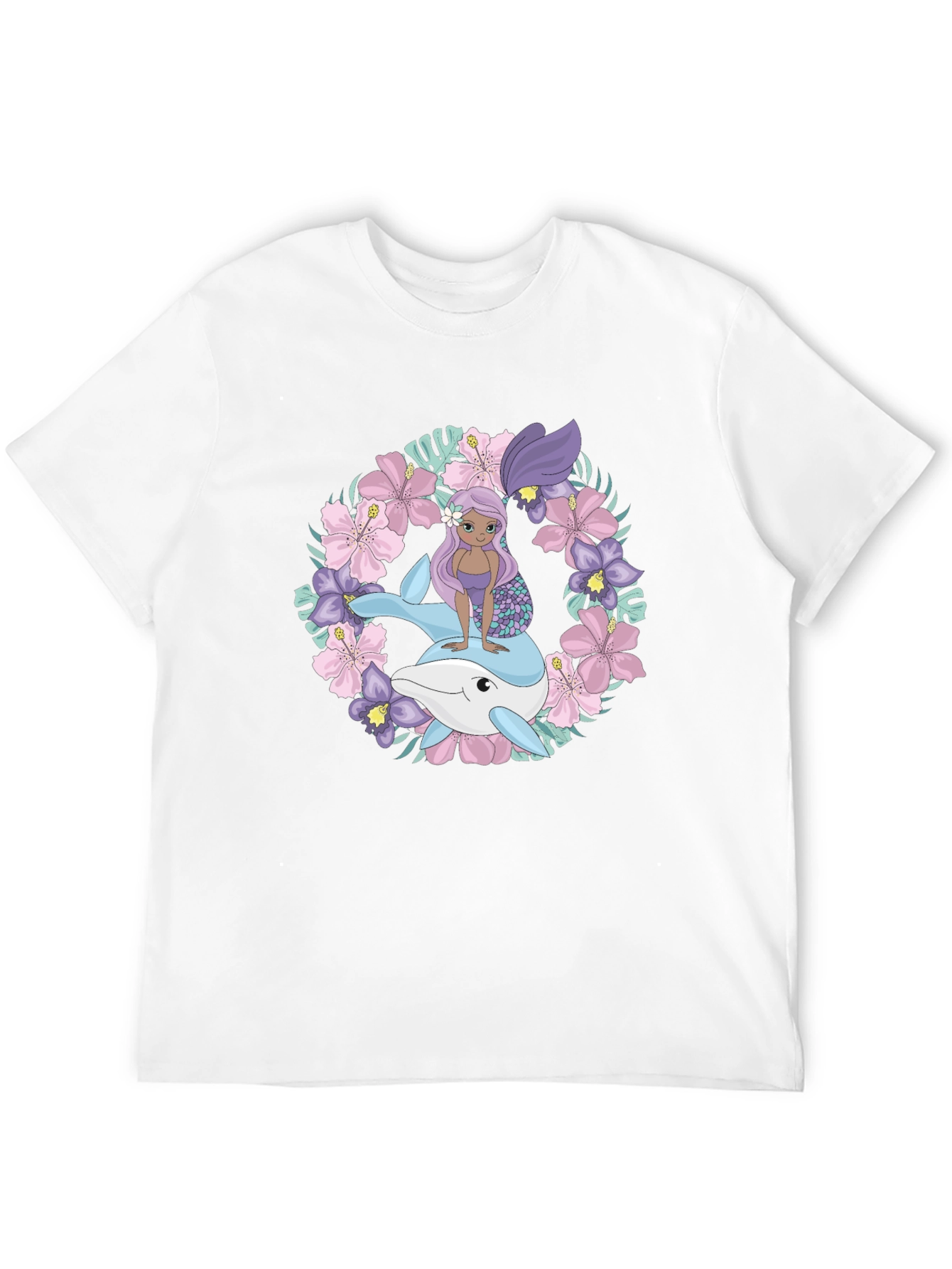 Mermaid & Dolphin Graphic Tee - Black