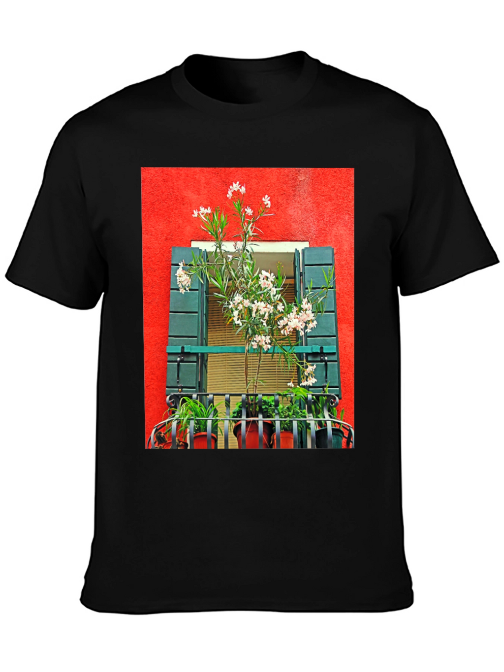 Floral Balcony T-Shirt: Unique Graphic Tee