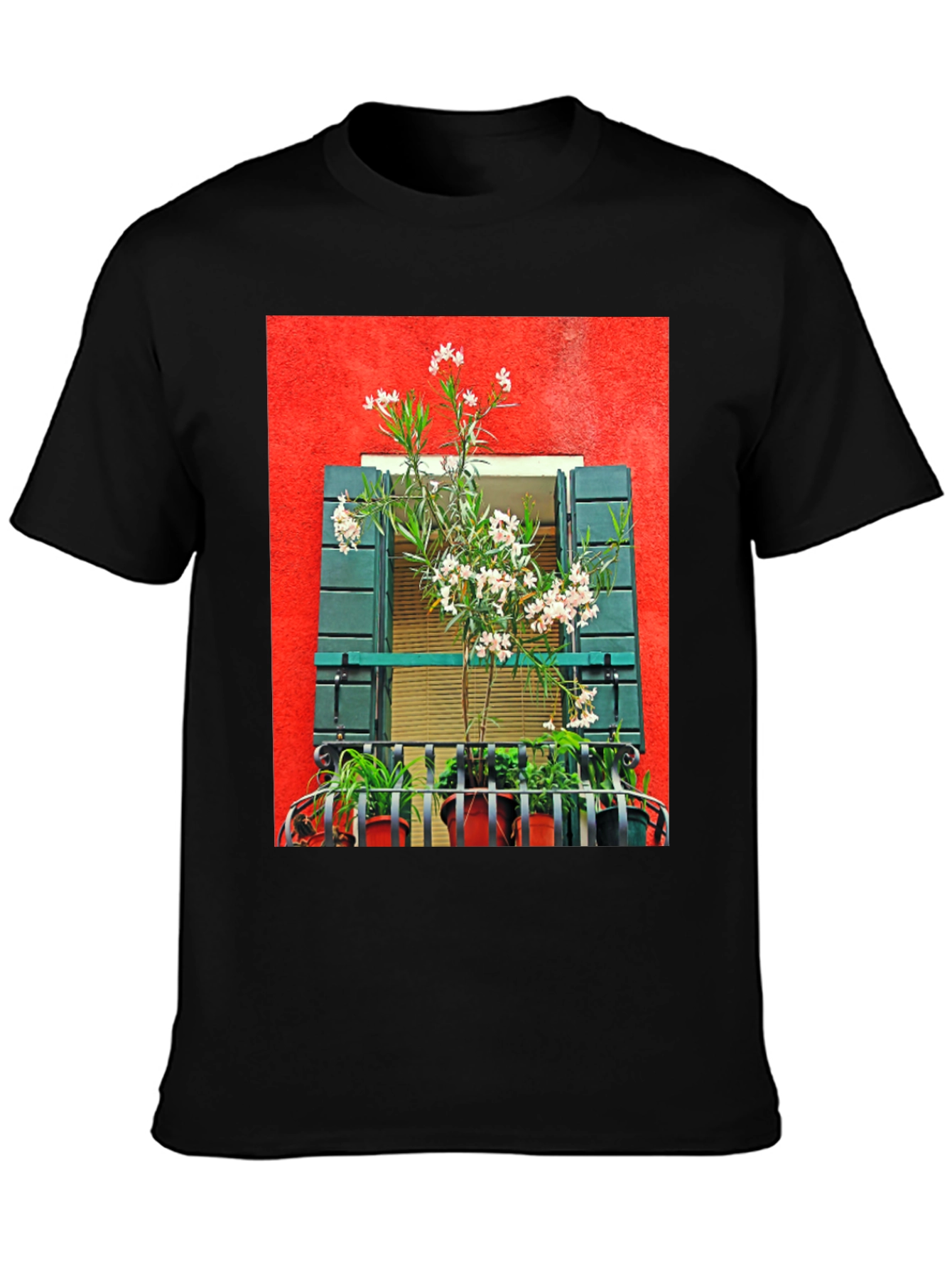 Floral Balcony T-Shirt: Unique Graphic Tee