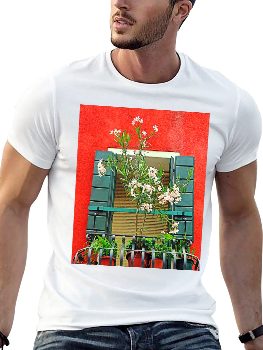 Floral Balcony T-Shirt: Unique Graphic Tee