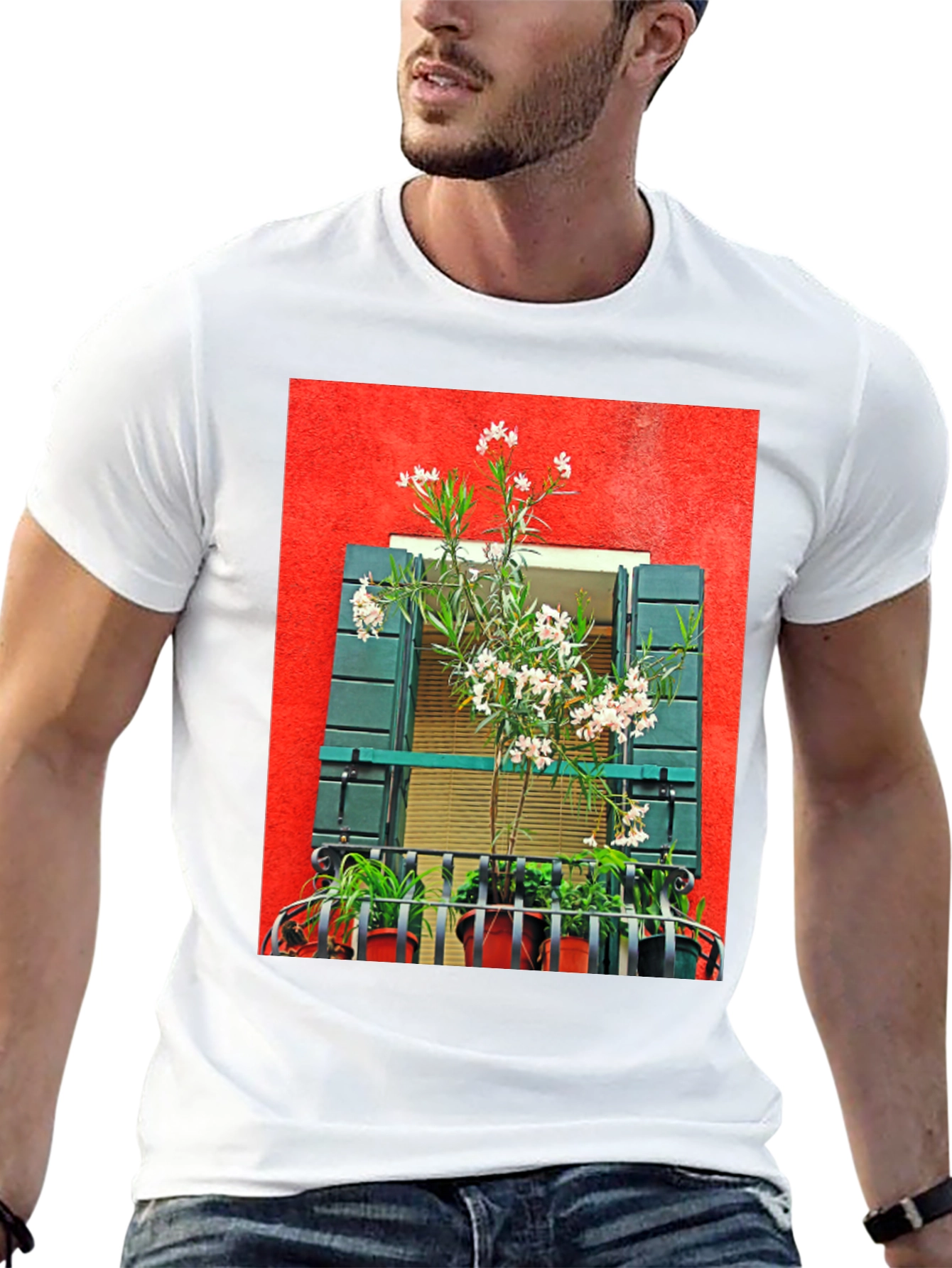 Floral Balcony T-Shirt: Unique Graphic Tee