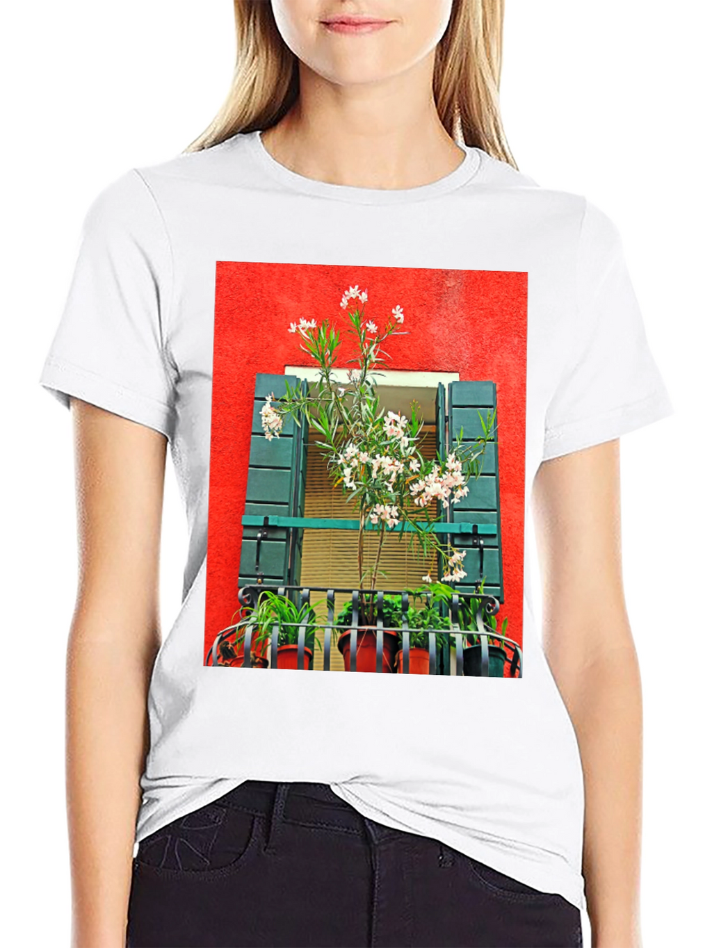 Floral Balcony T-Shirt: Unique Graphic Tee
