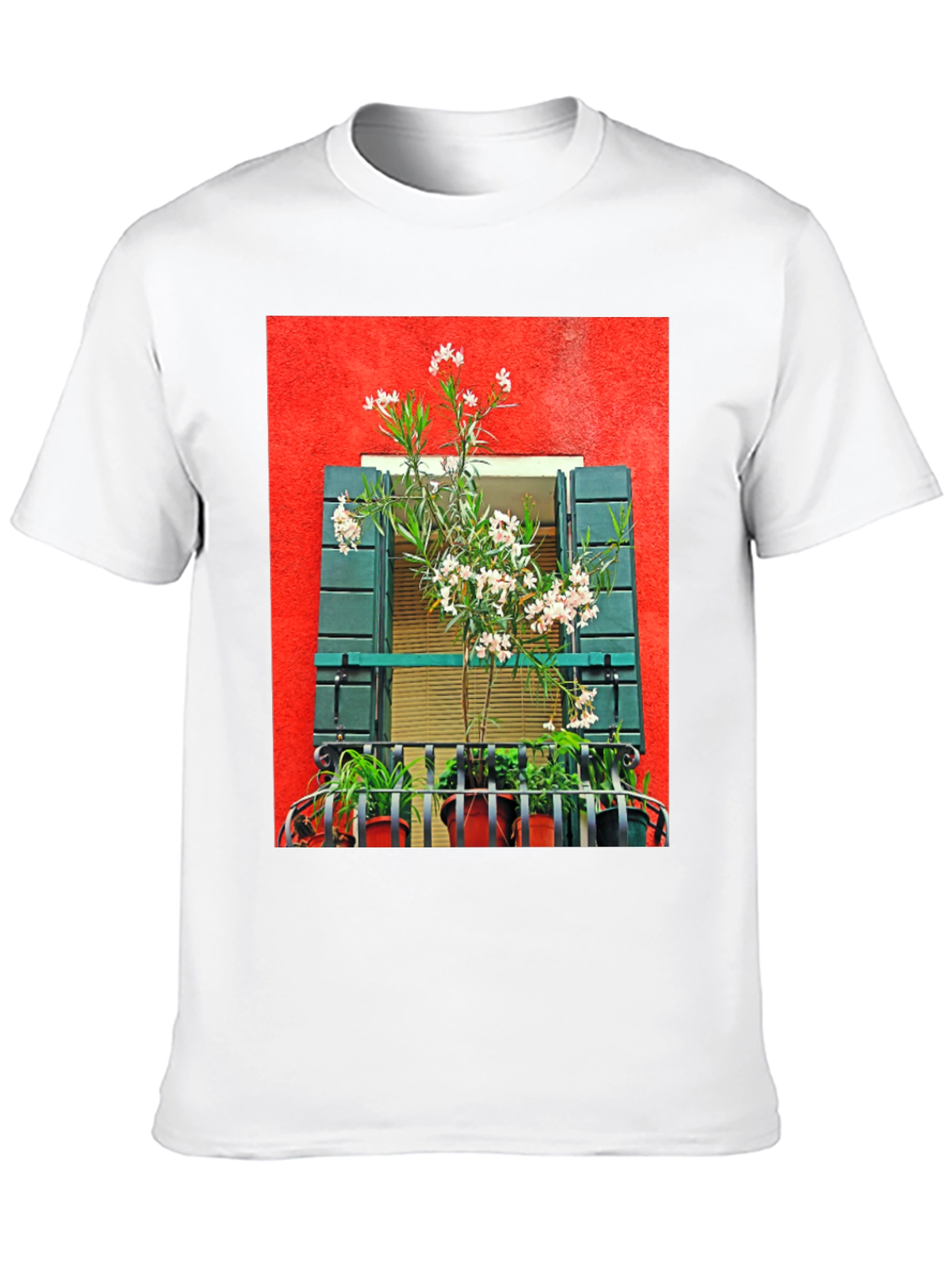 Floral Balcony T-Shirt: Unique Graphic Tee