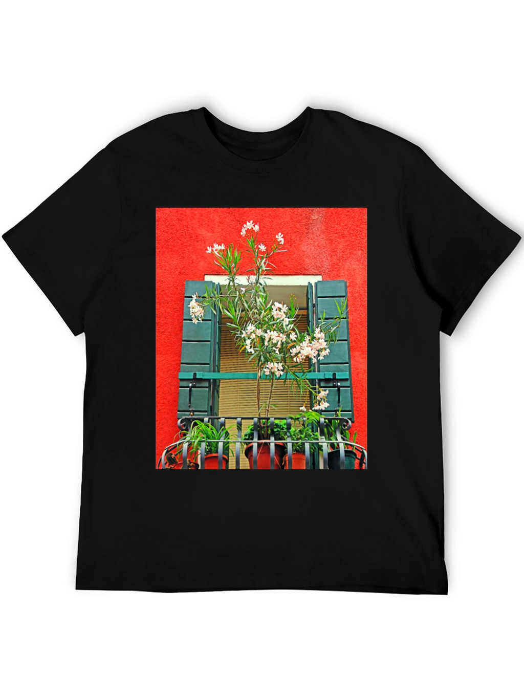 Floral Balcony T-Shirt: Unique Graphic Tee