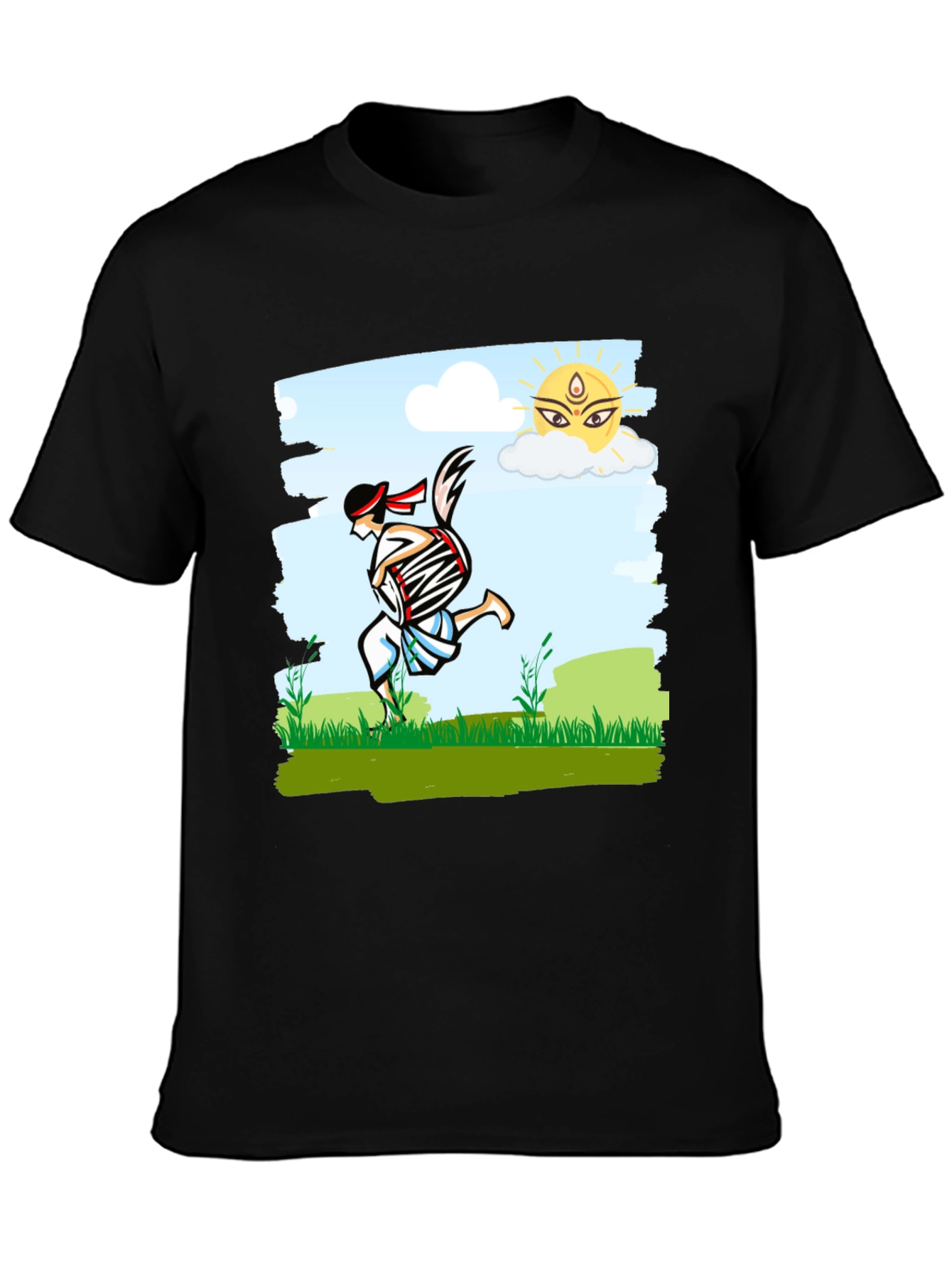 Bengali Drummer T-Shirt - Festive Indian Art Design