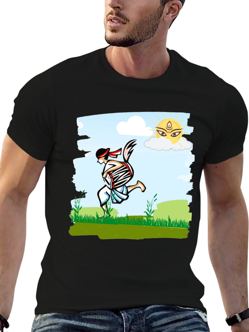 Bengali Drummer T-Shirt - Festive Indian Art Design