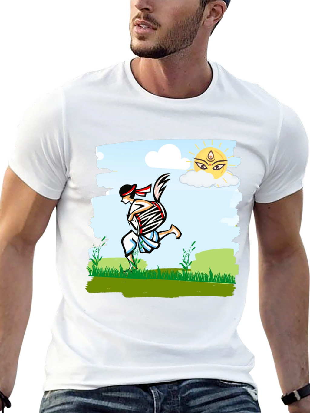 Bengali Drummer T-Shirt - Festive Indian Art Design