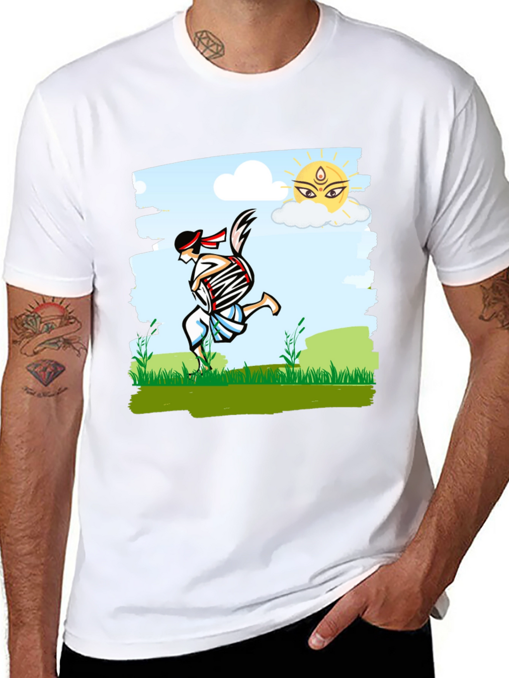 Bengali Drummer T-Shirt - Festive Indian Art Design
