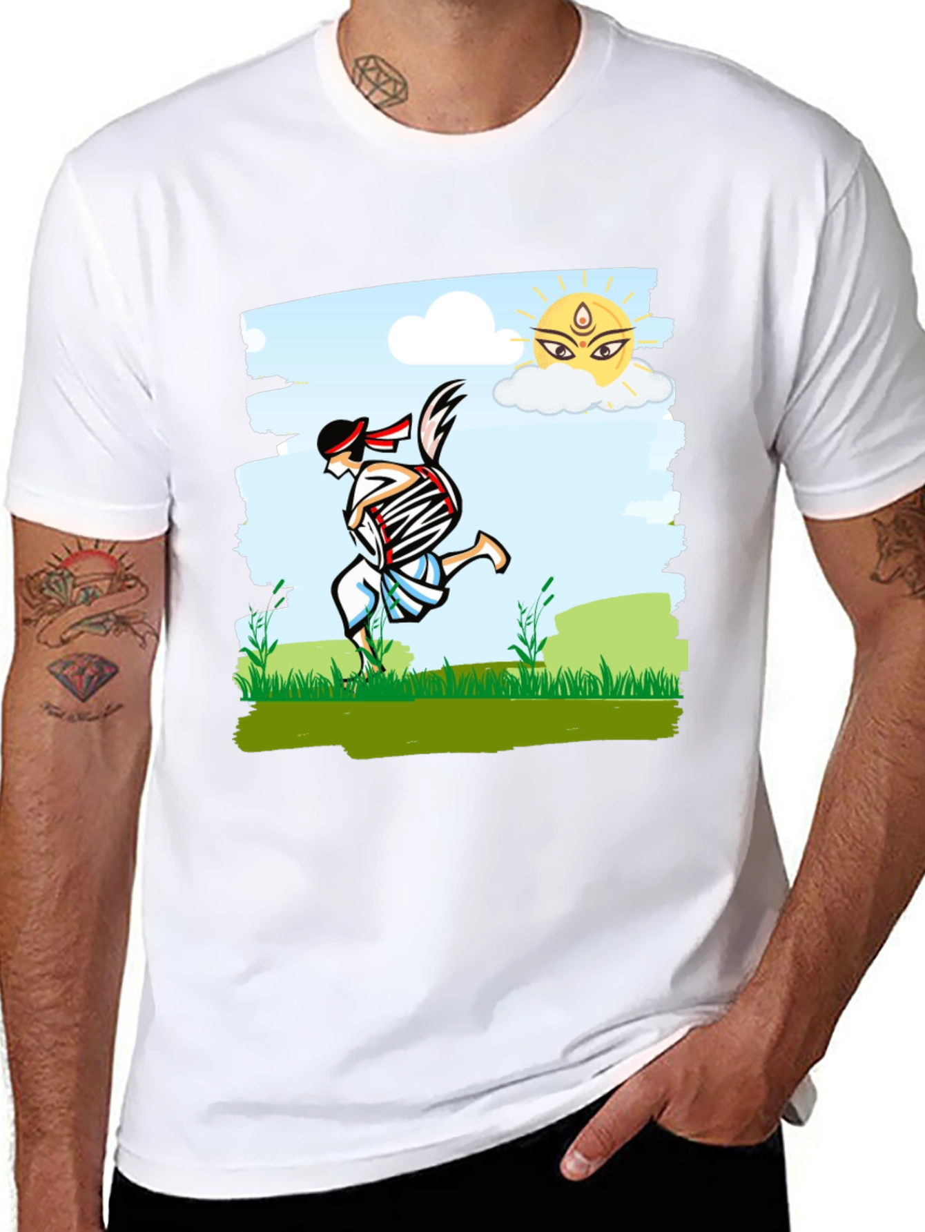 Bengali Drummer T-Shirt - Festive Indian Art Design