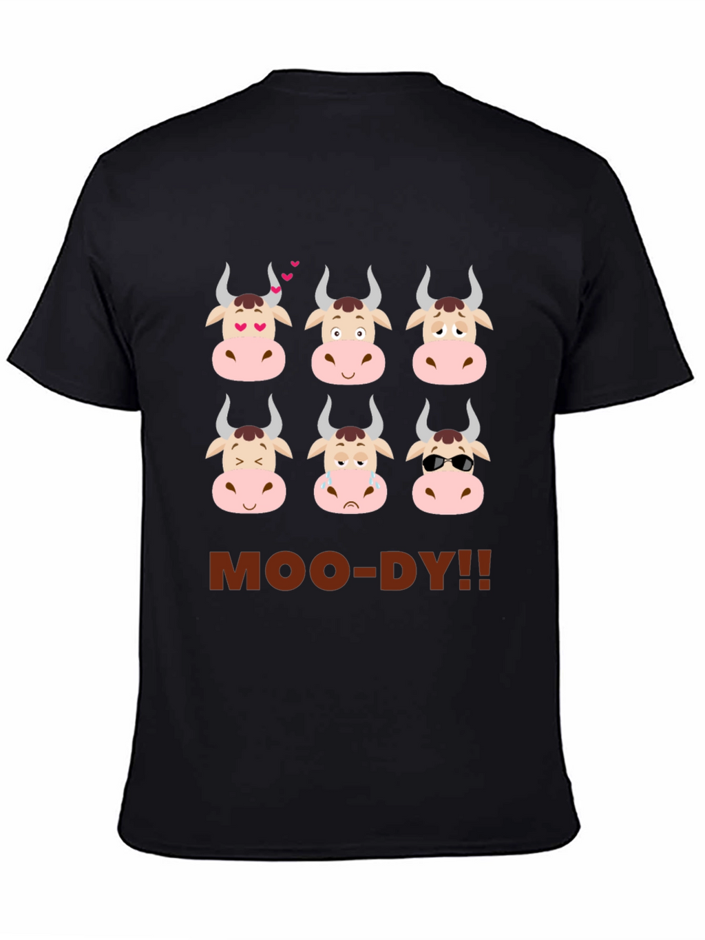 Funny Moo-dy Cow Emotion T-Shirt