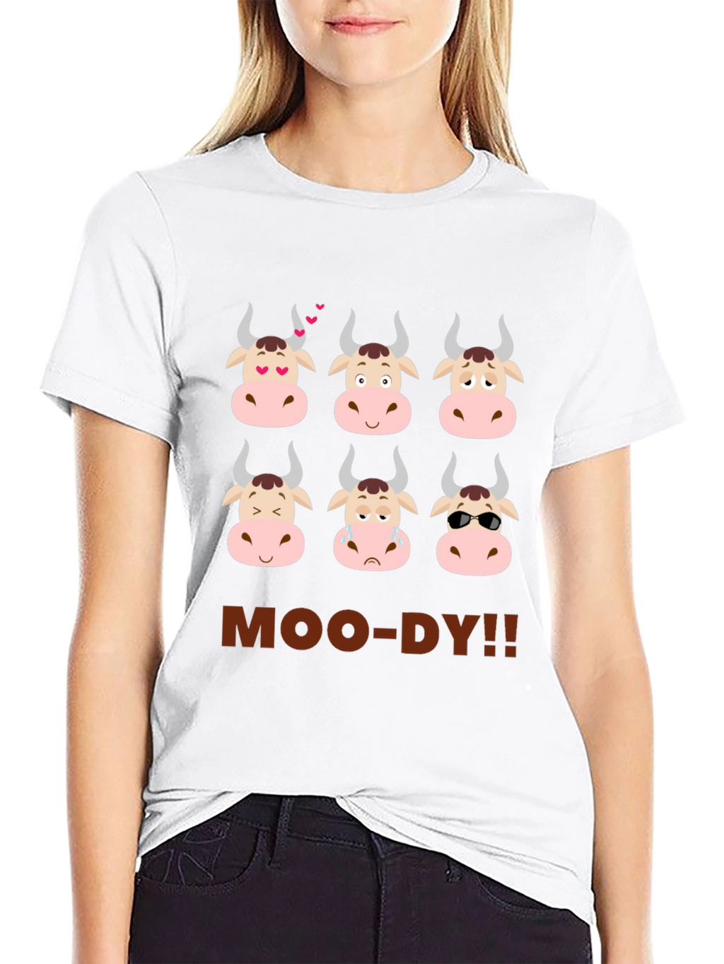 Funny Moo-dy Cow Emotion T-Shirt
