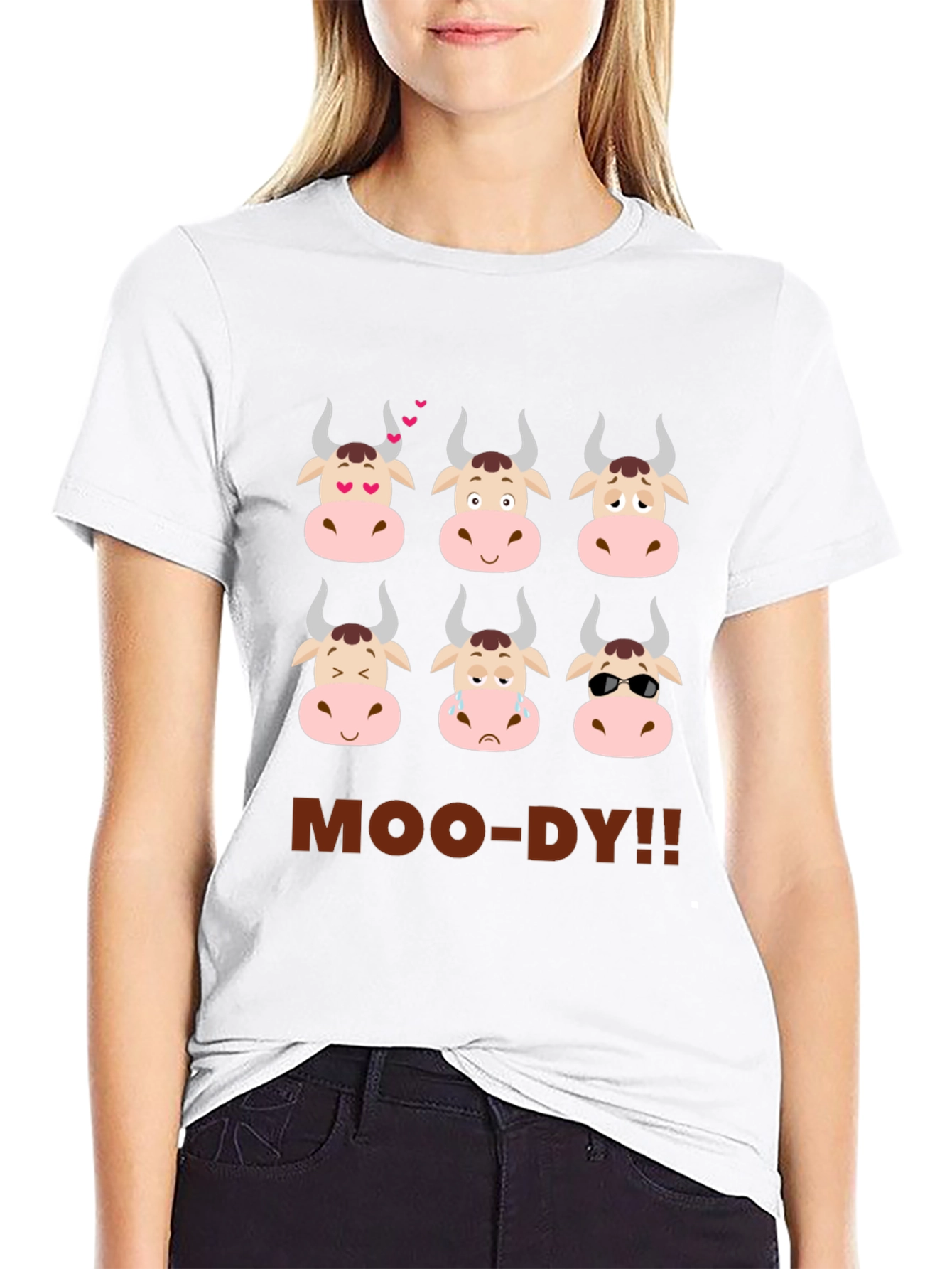 Funny Moo-dy Cow Emotion T-Shirt