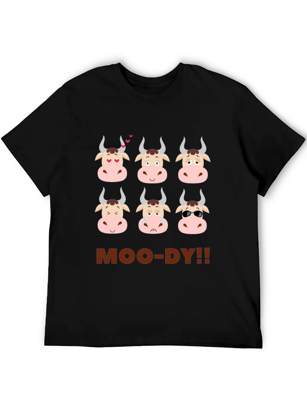 Funny Moo-dy Cow Emotion T-Shirt