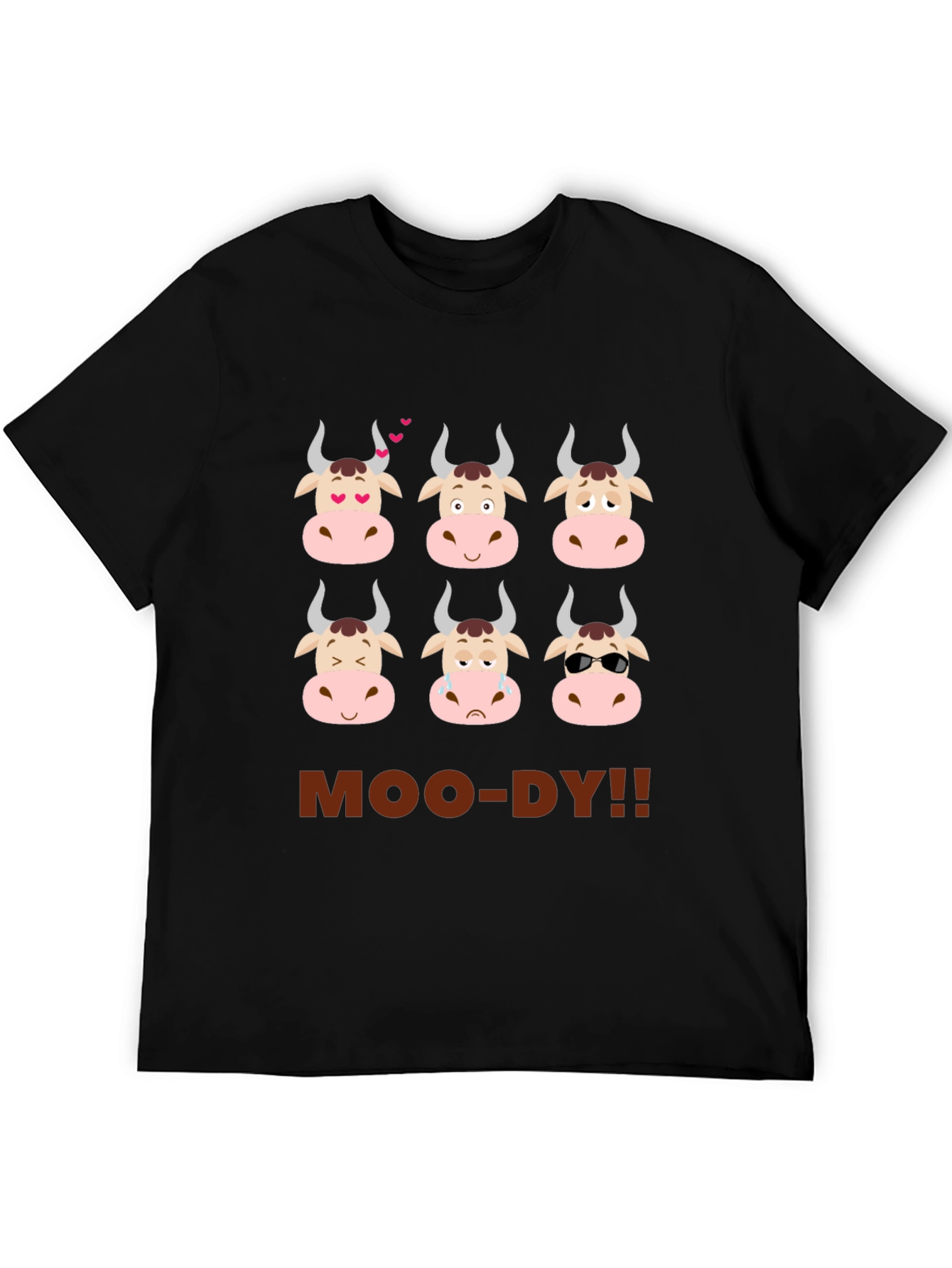 Funny Moo-dy Cow Emotion T-Shirt