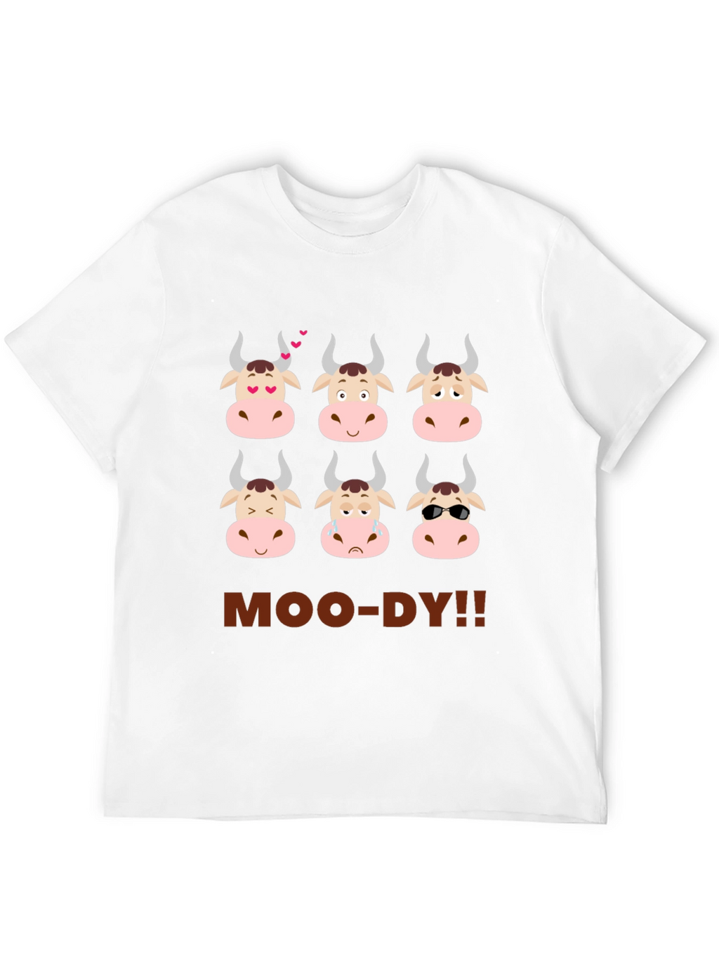 Funny Moo-dy Cow Emotion T-Shirt