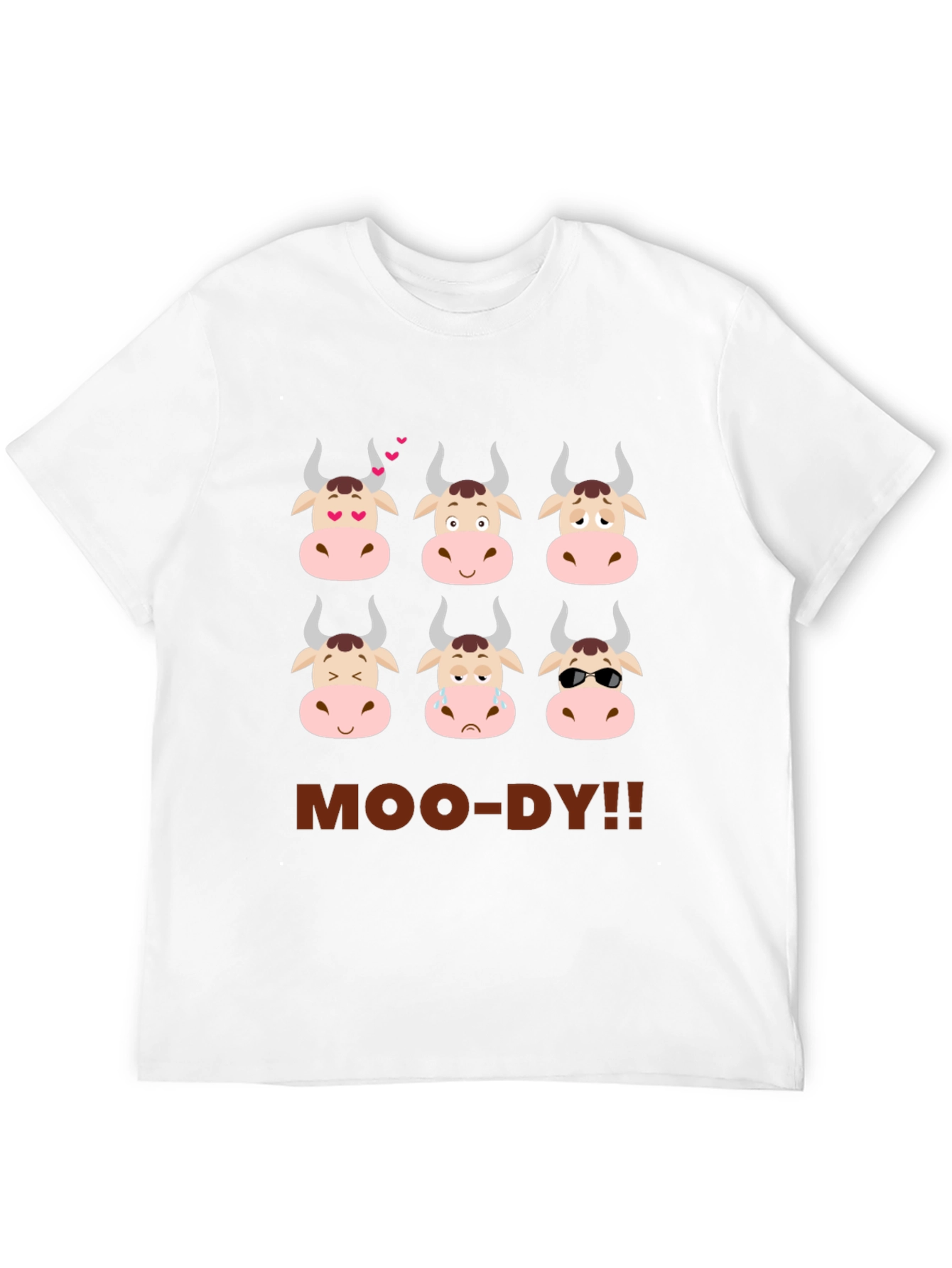 Funny Moo-dy Cow Emotion T-Shirt