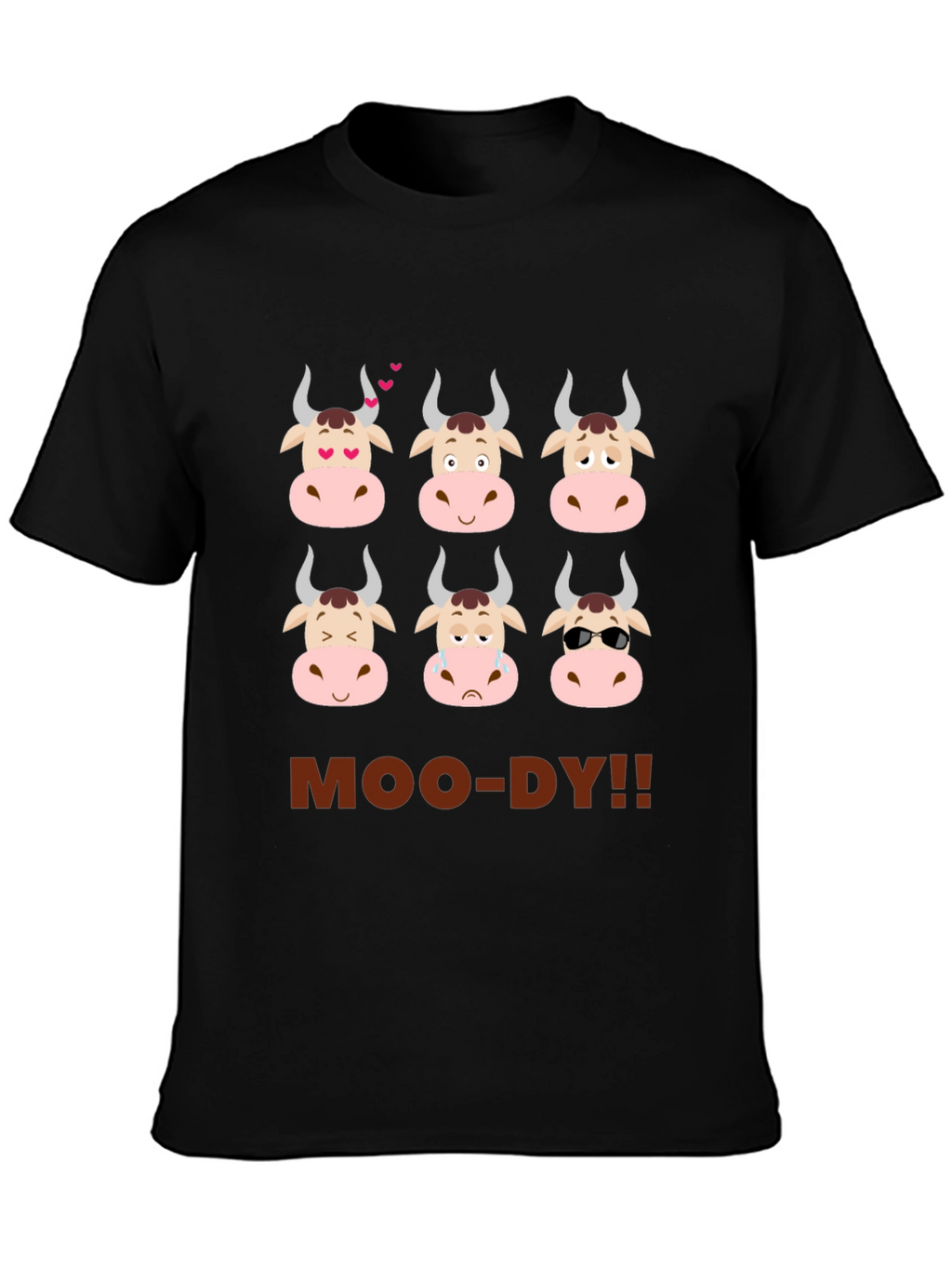 Funny Moo-dy Cow Emotion T-Shirt