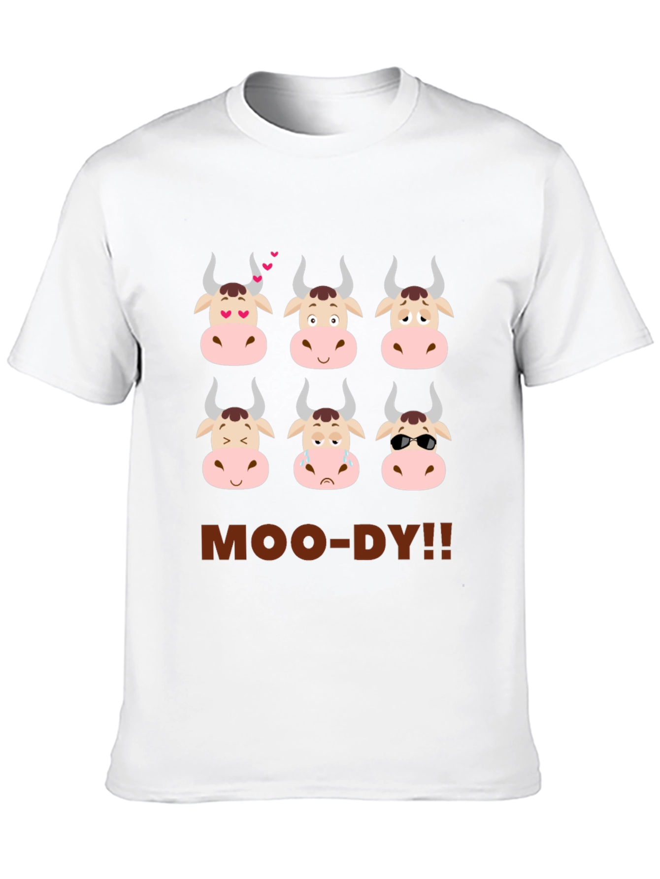 Funny Moo-dy Cow Emotion T-Shirt
