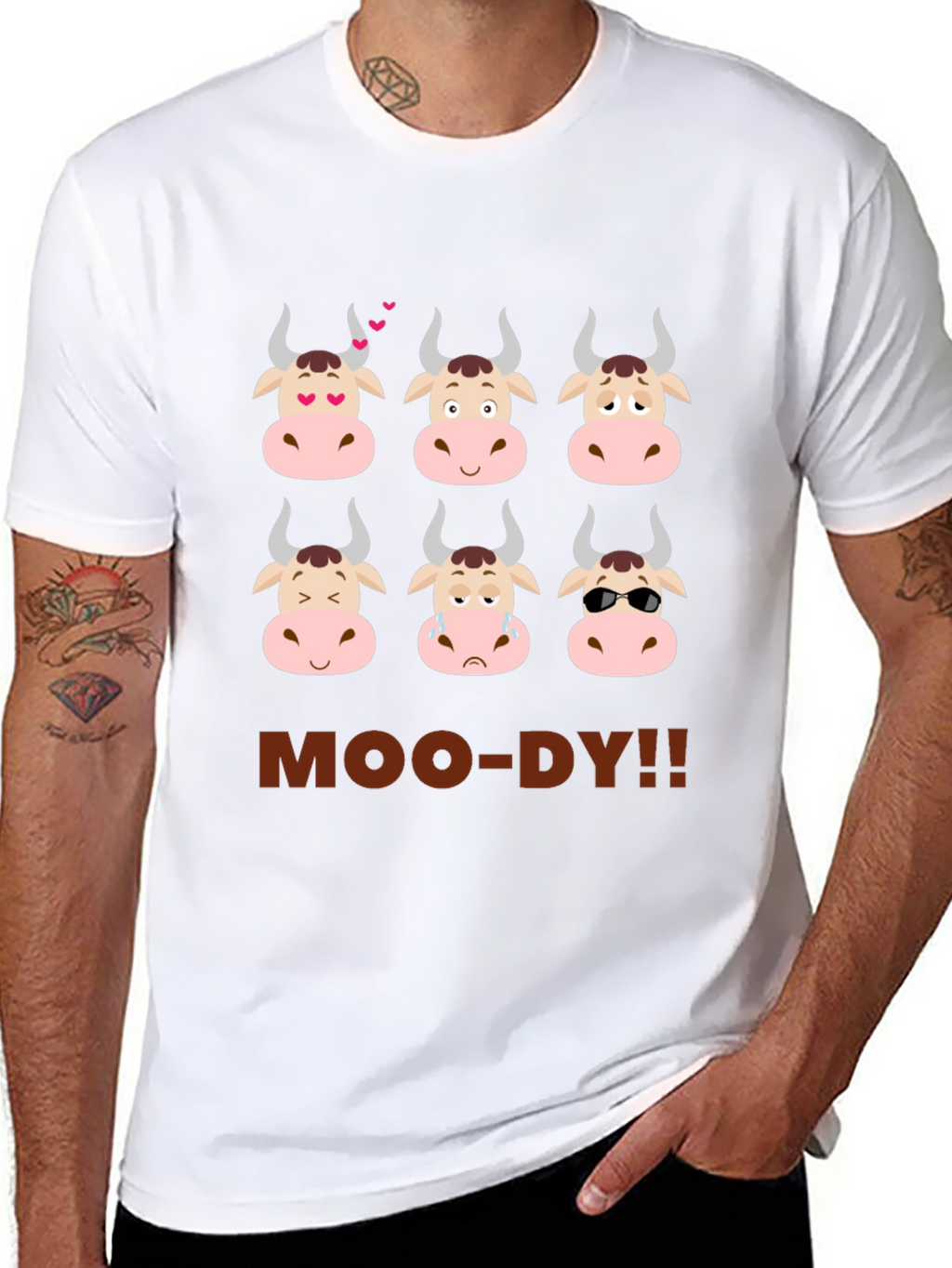 Funny Moo-dy Cow Emotion T-Shirt