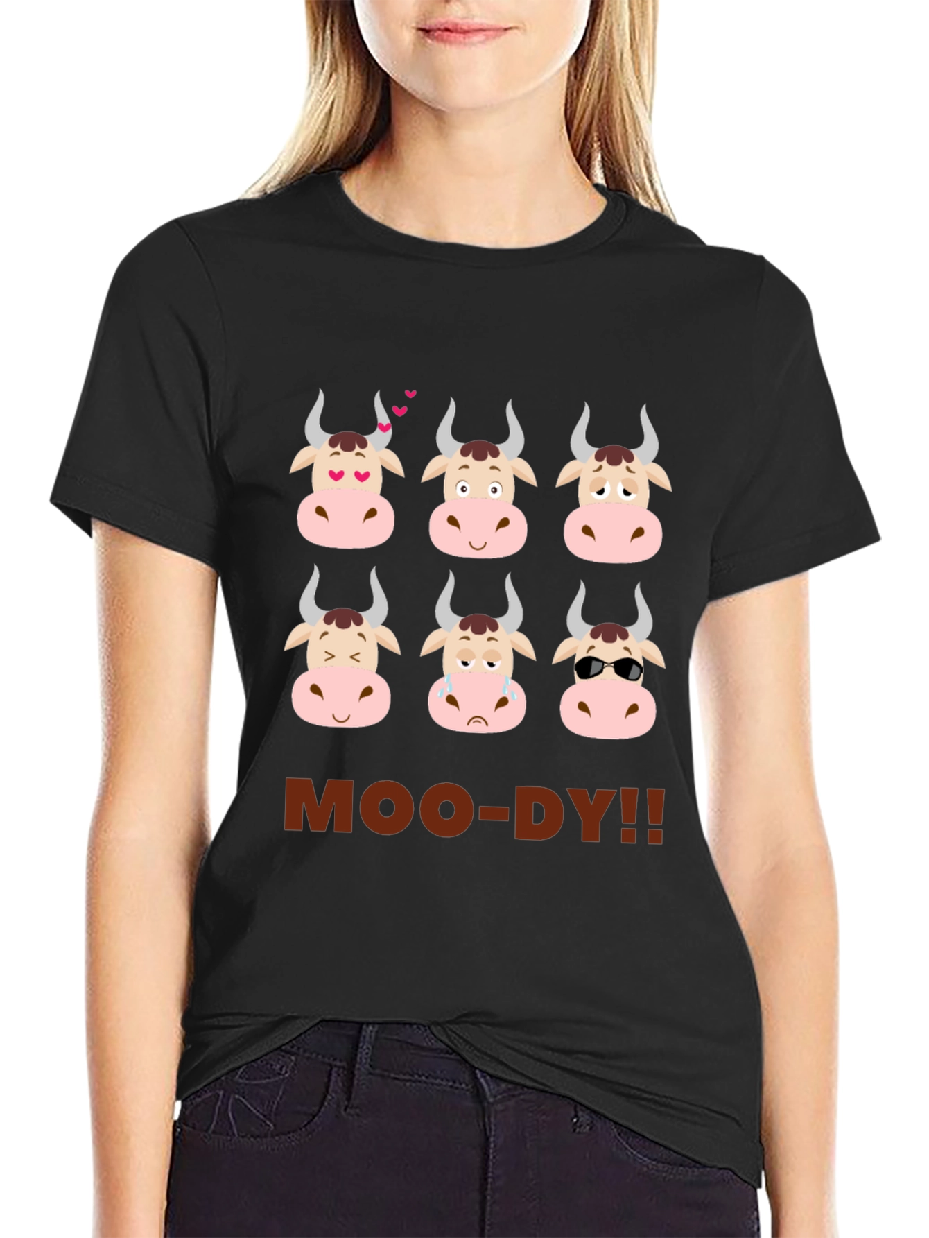 Funny Moo-dy Cow Emotion T-Shirt