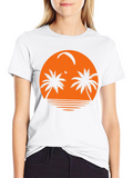 Tropical Sunset Palm Tree Black T-Shirt