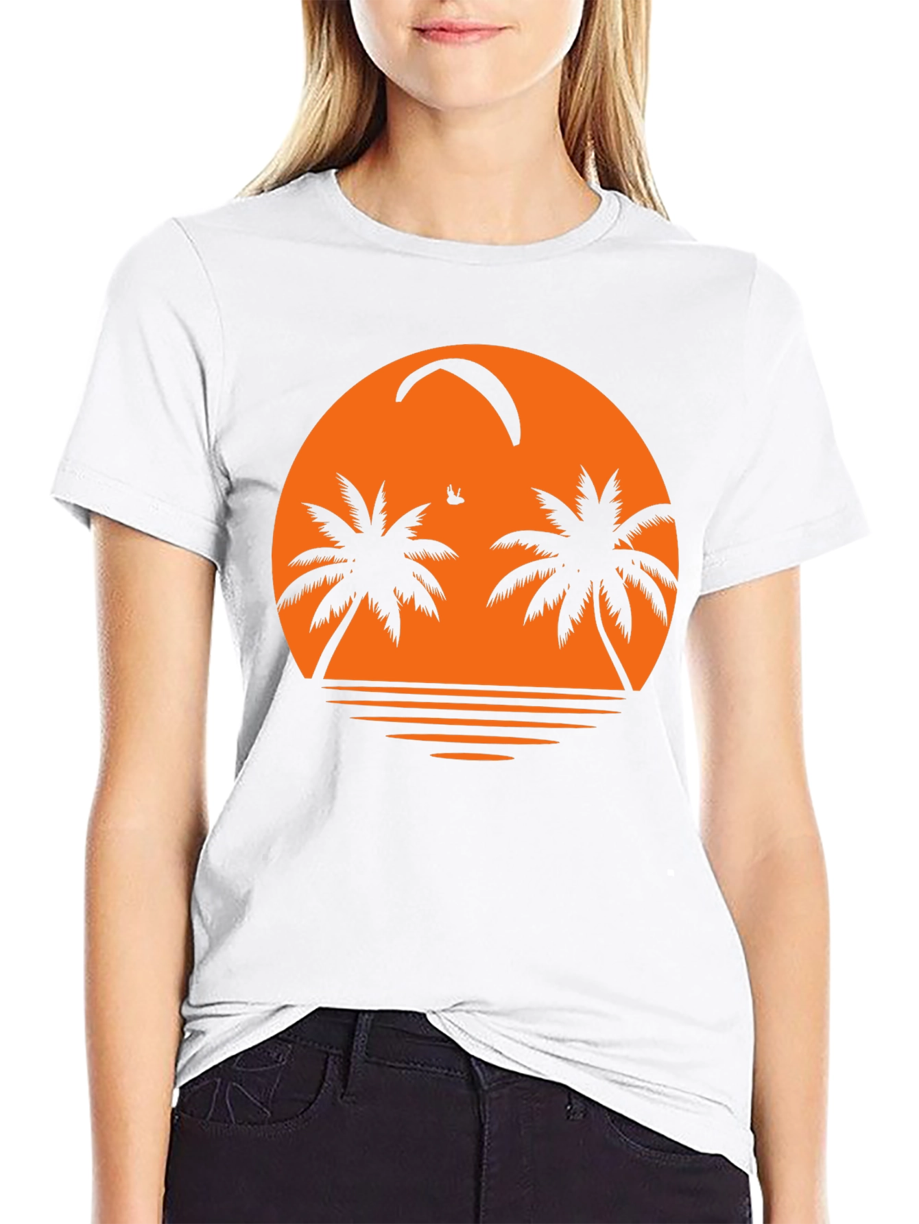 Tropical Sunset Palm Tree Black T-Shirt