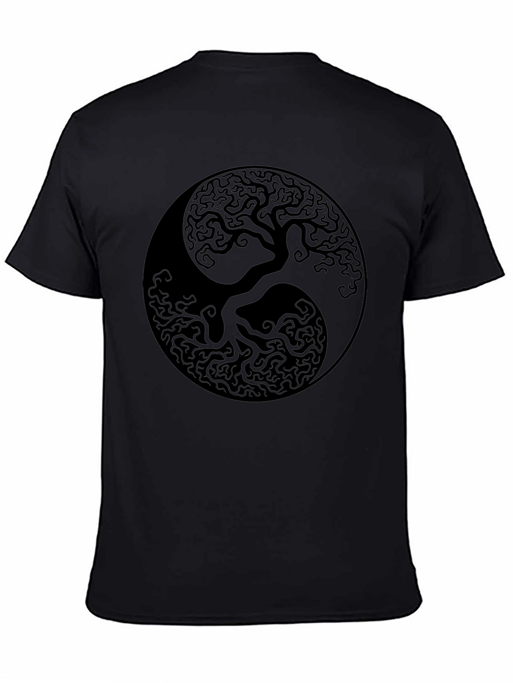 Yin Yang Tree of Life Graphic Black T-Shirt