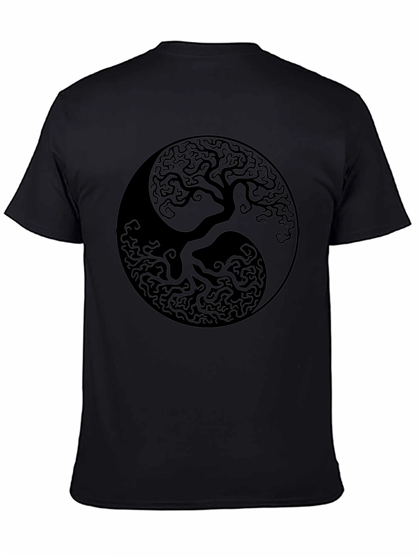 Yin Yang Tree of Life Graphic Black T-Shirt