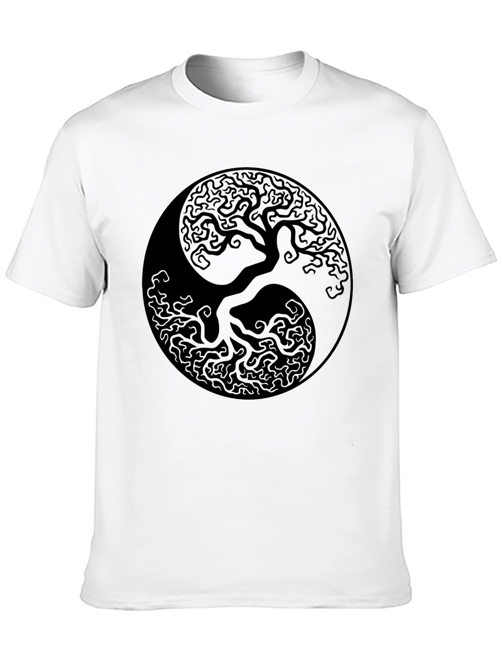 Yin Yang Tree of Life Graphic Black T-Shirt