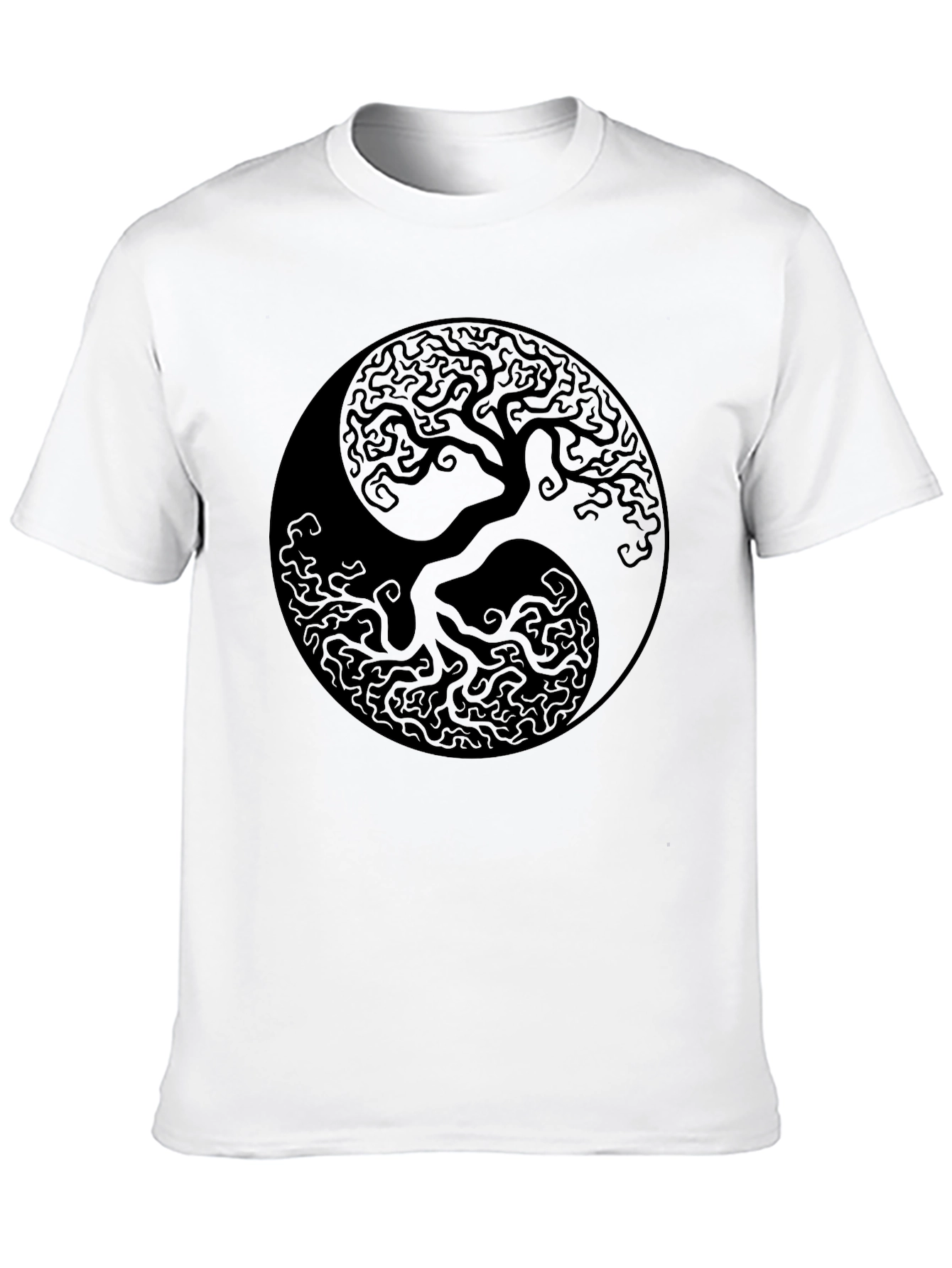 Yin Yang Tree of Life Graphic Black T-Shirt