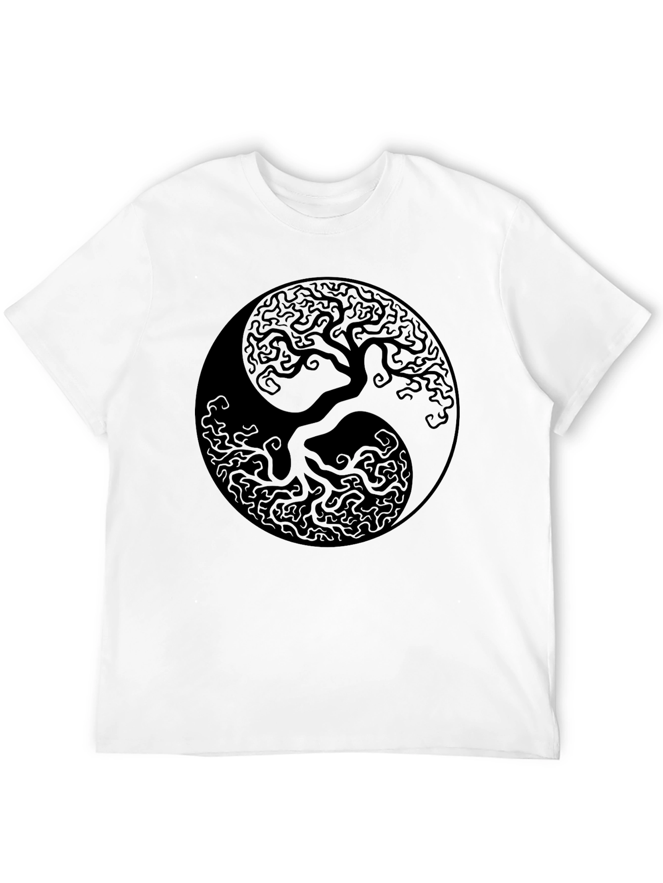 Yin Yang Tree of Life Graphic Black T-Shirt