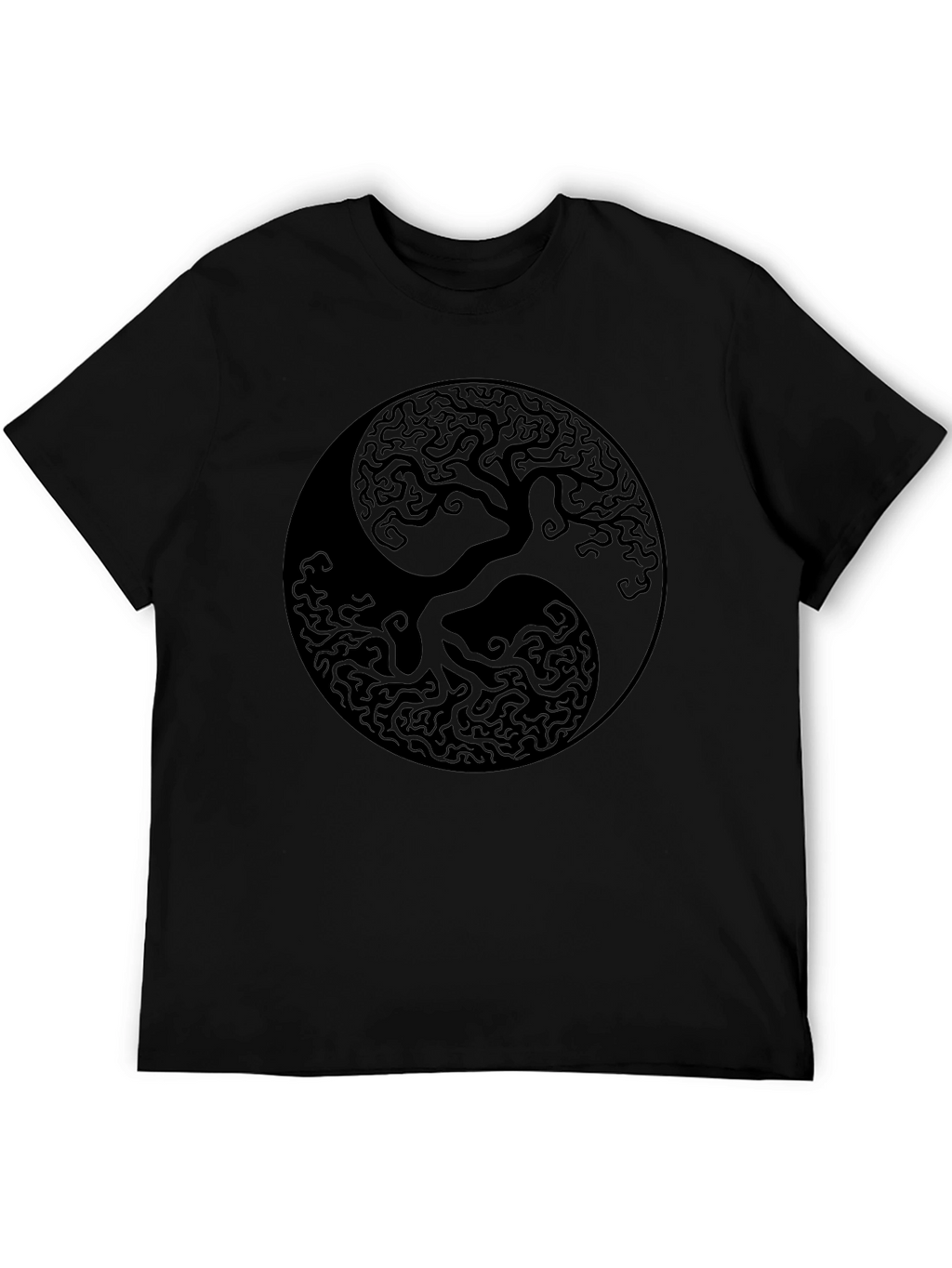 Yin Yang Tree of Life Graphic Black T-Shirt