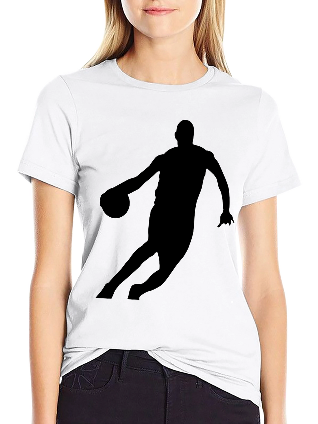 Basketball Player Silhouette Black Graphic T-Shirt
